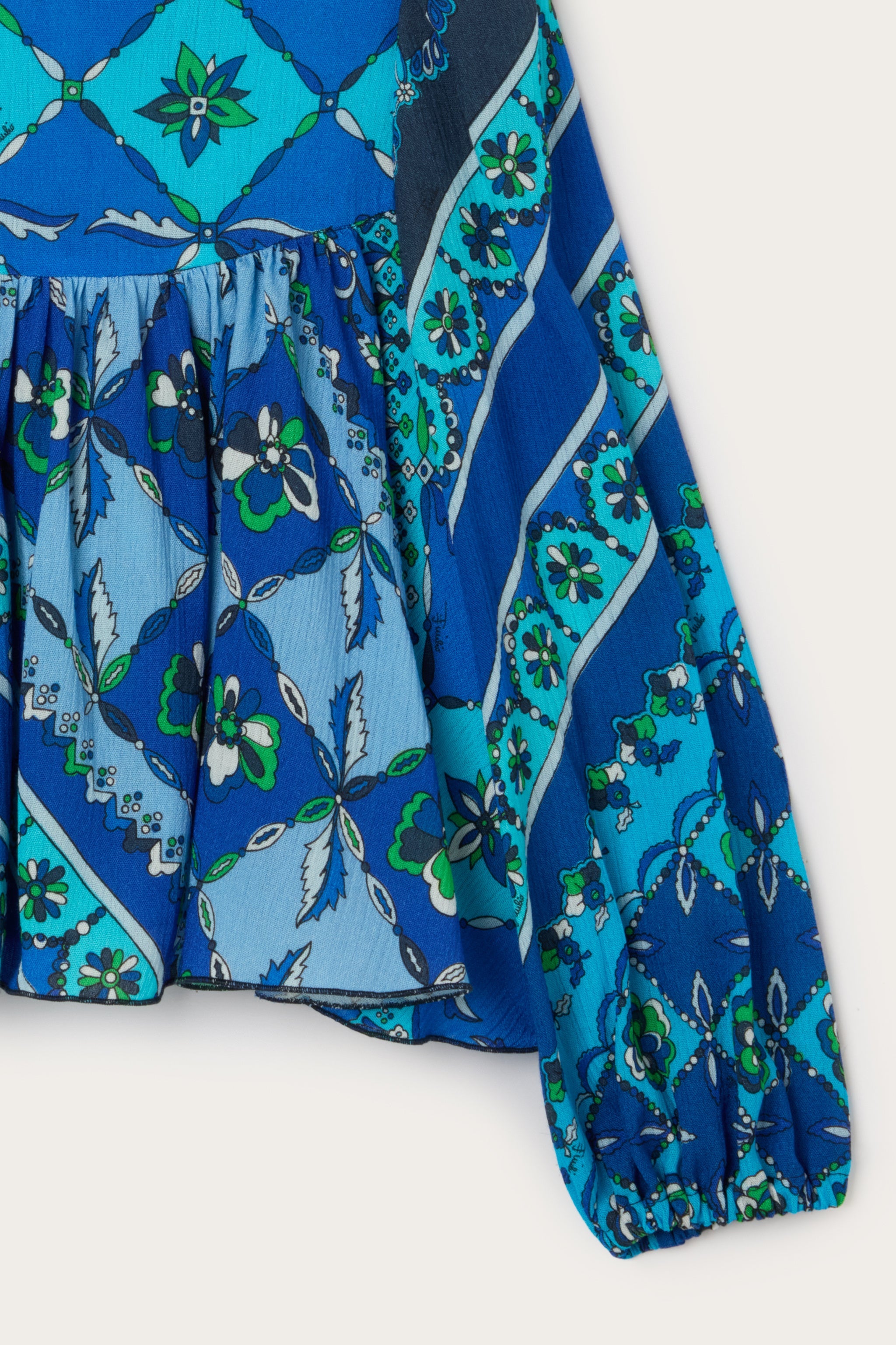 Emilio Pucci Festa haut bleu manches longues 4Y viscose