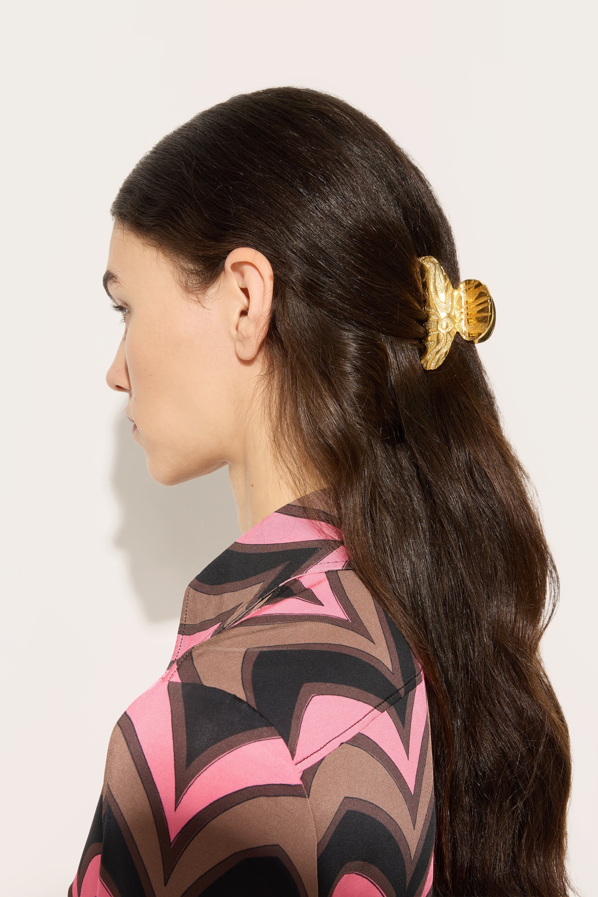 Emilio Pucci Marmo pince cheveux doré 7 cm