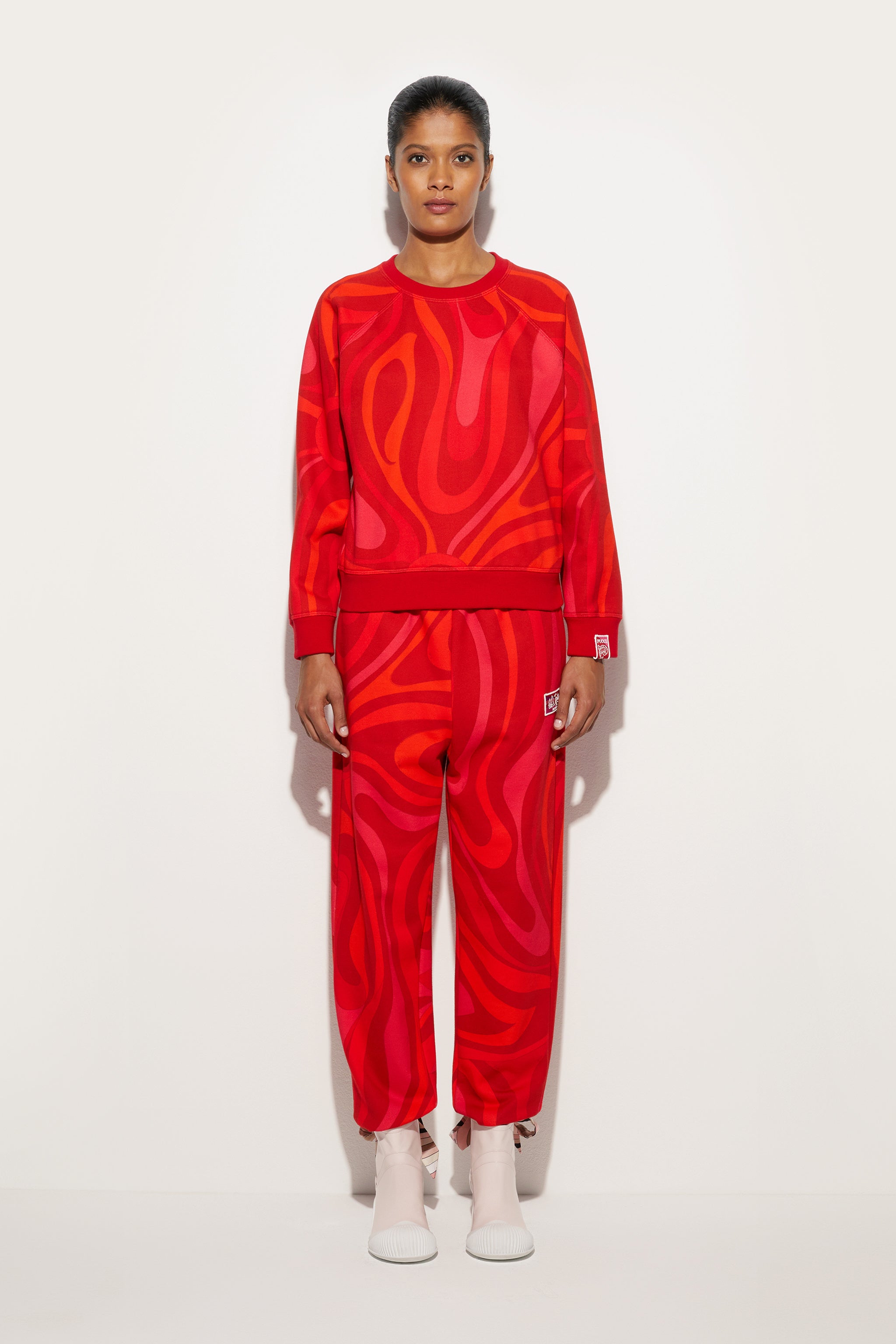 Emilio Pucci Sweat Molleton Rouge M Imprimé Marmo