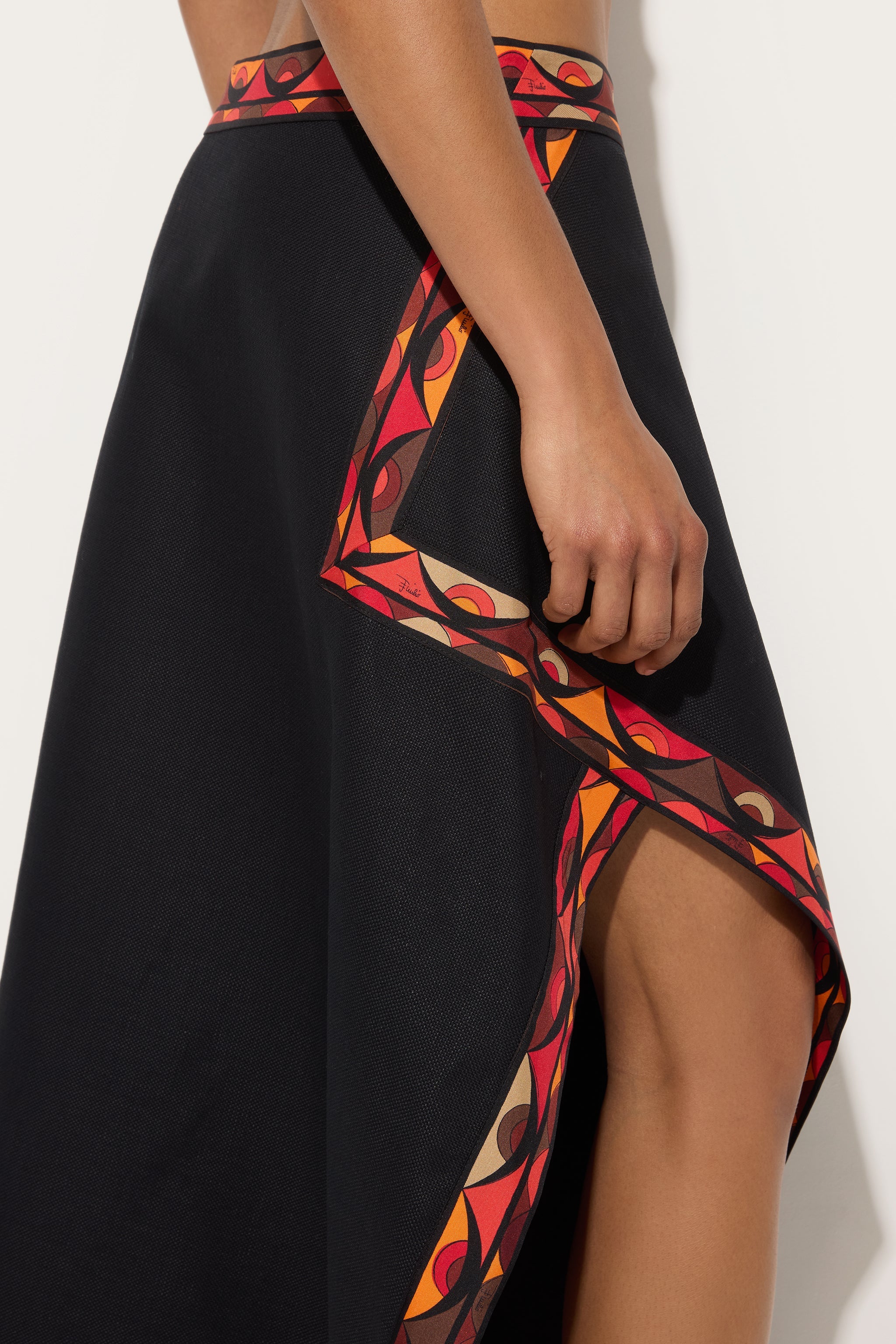 Emilio Pucci Foulard jupe coton lin noire