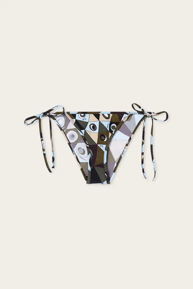 Emilio Pucci Bikini Slip Stampa Occhi bas de bikini kaki bleu