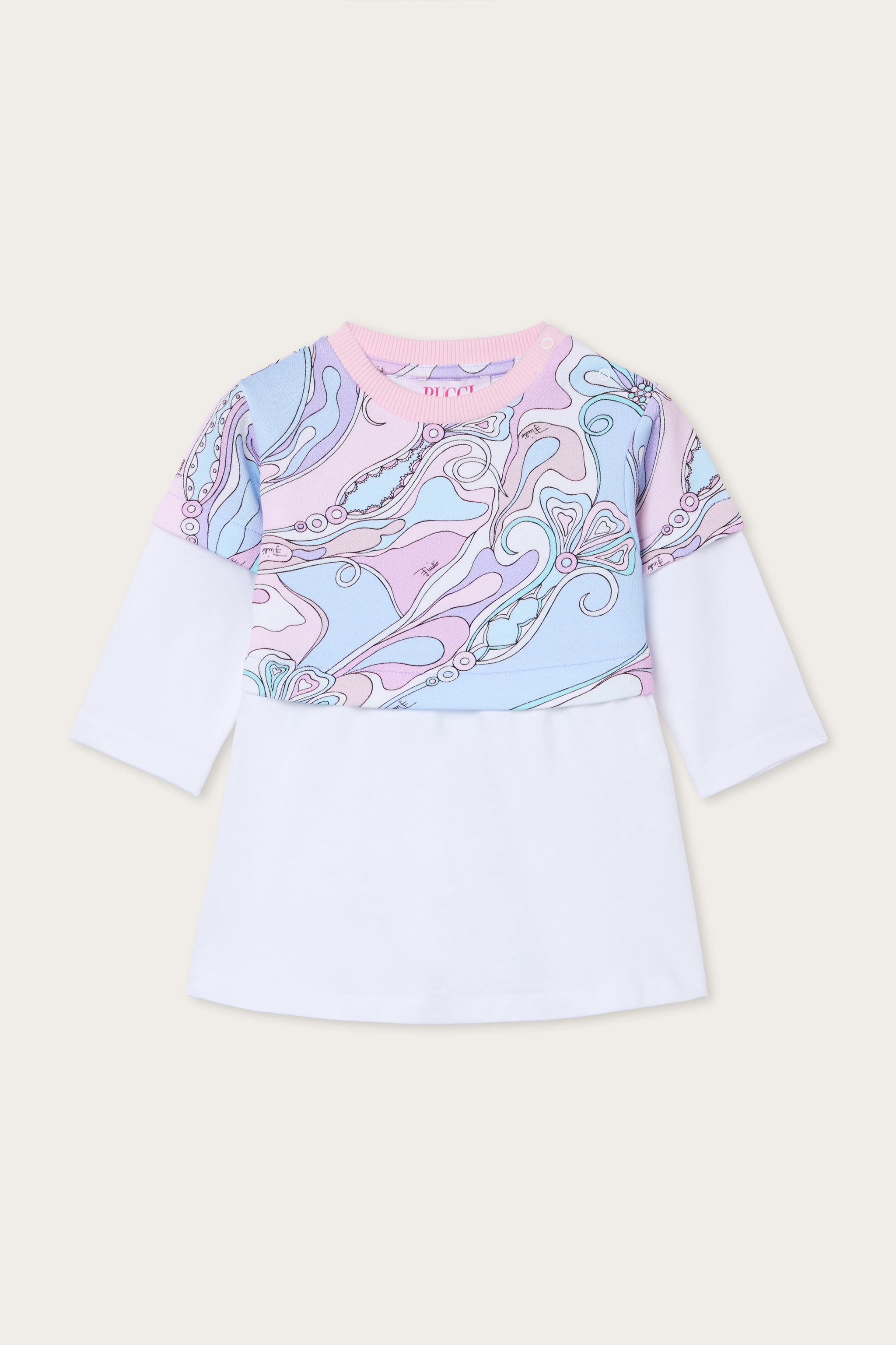 Emilio Pucci Orchidee Robe Bébé Rose Coton Évasée