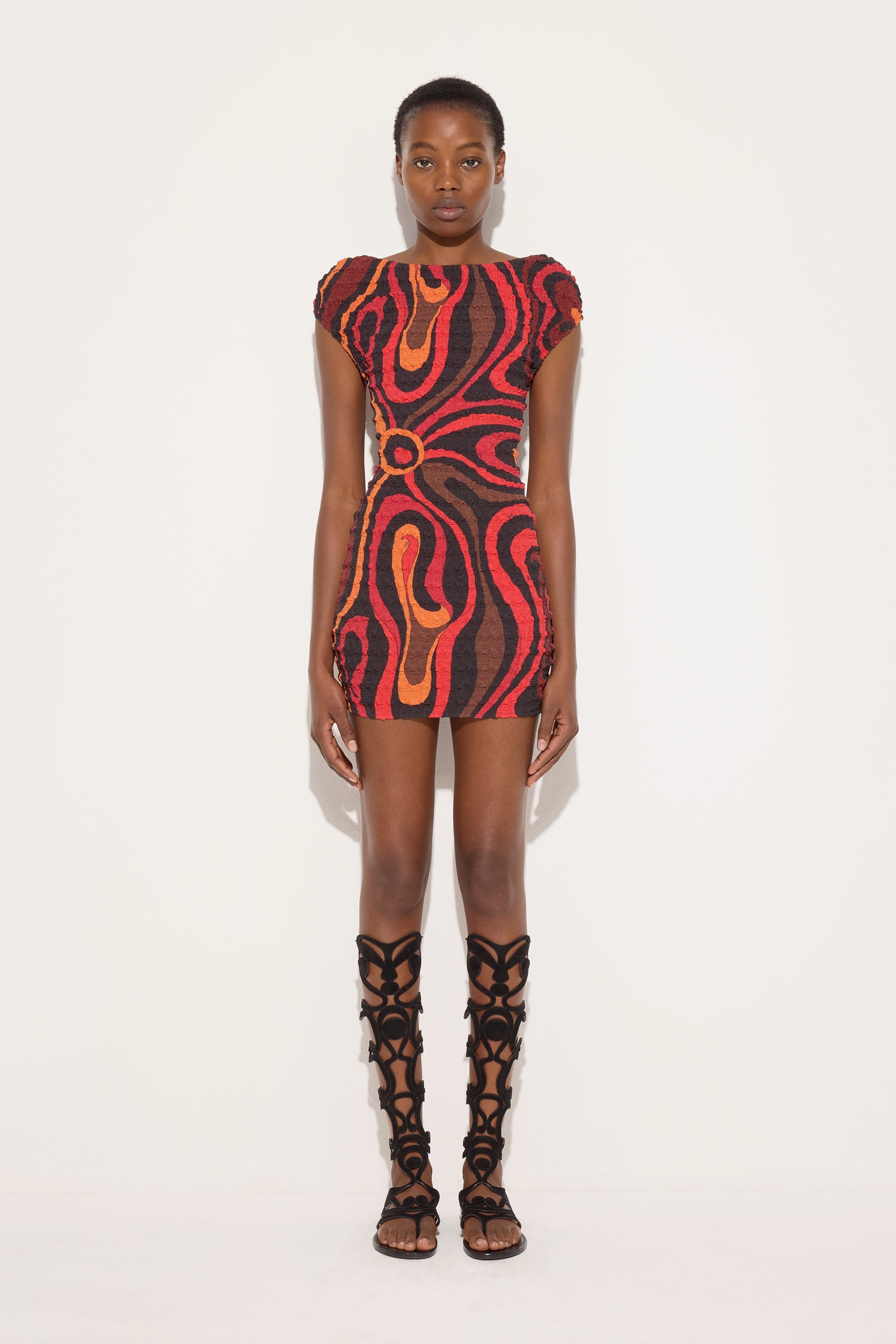 Emilio Pucci Abito Shibori robe courte orange/noir marbre