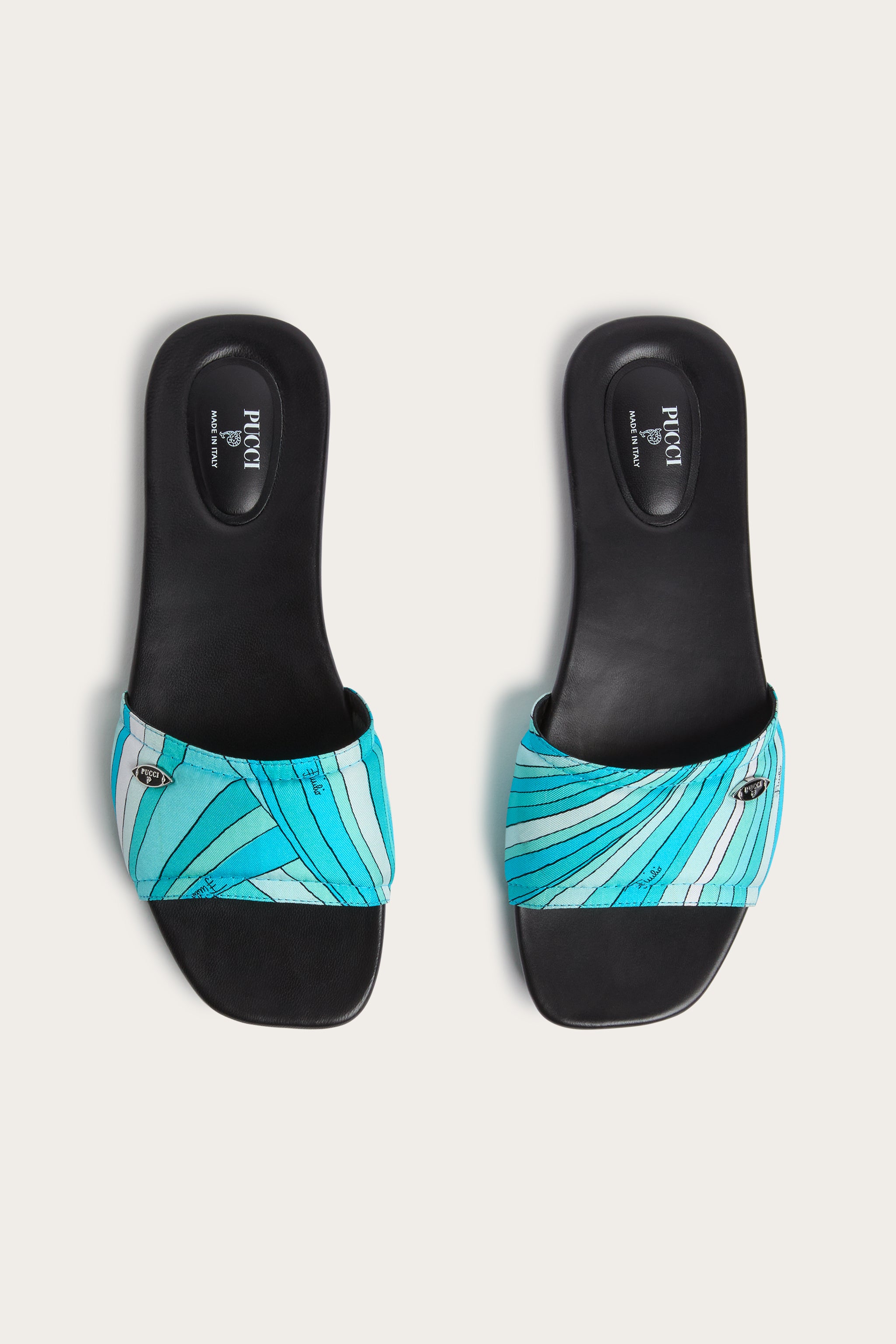 Emilio Pucci Shoes sandales Yummy slides soie turquoise Iride