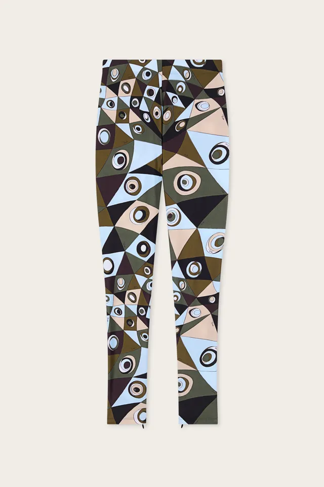 Emilio Pucci Occhi leggings kaki bleu taille S lycra