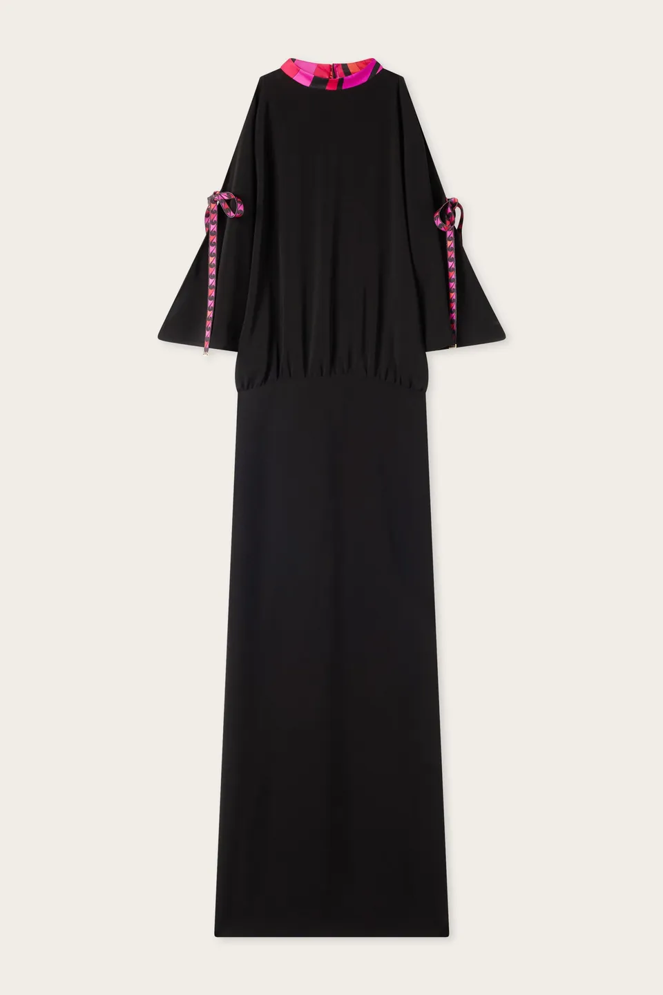 Emilio Pucci Dresses robe longue noire viscose col contraste