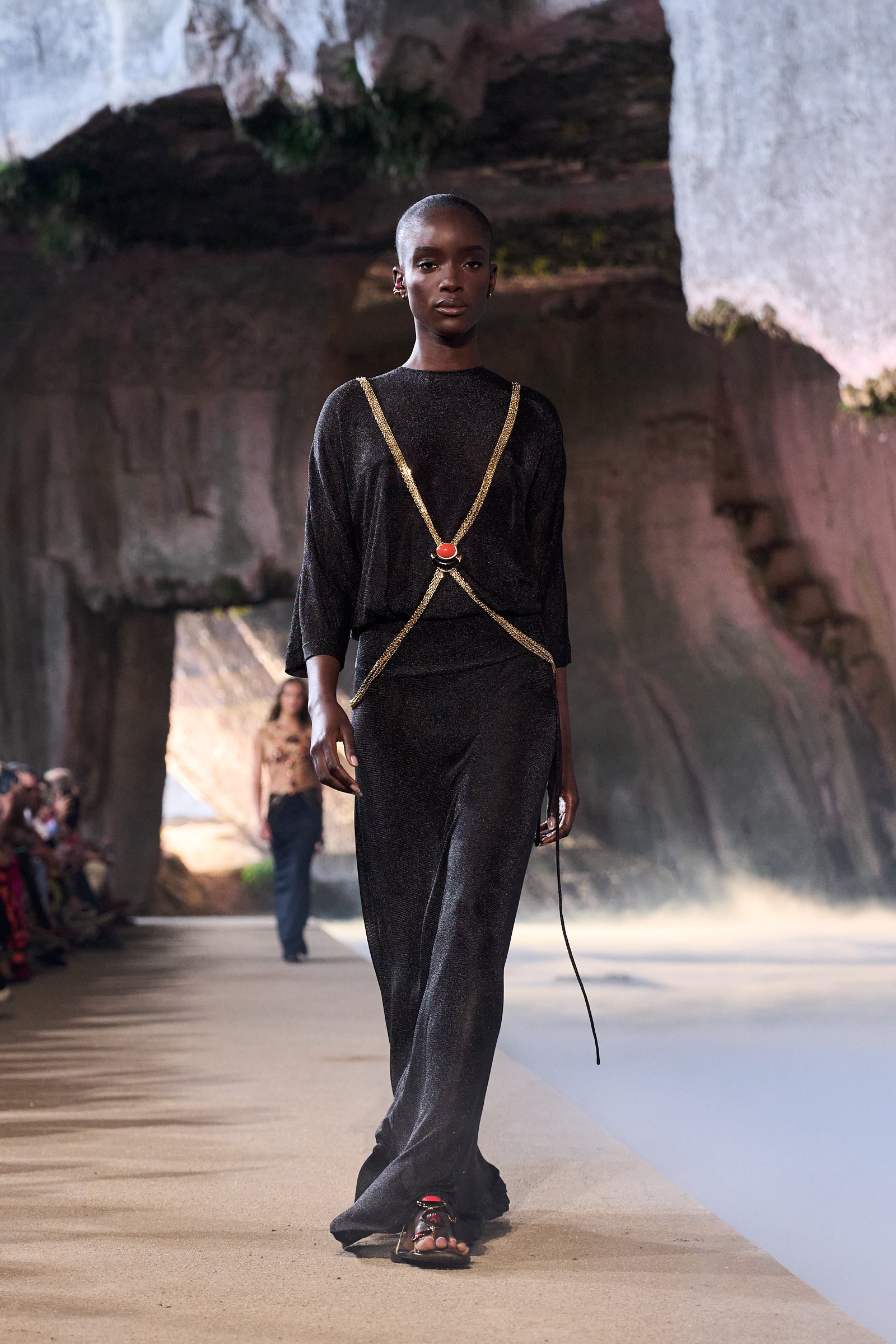 Emilio Pucci Lurex jupe longue noire brillant