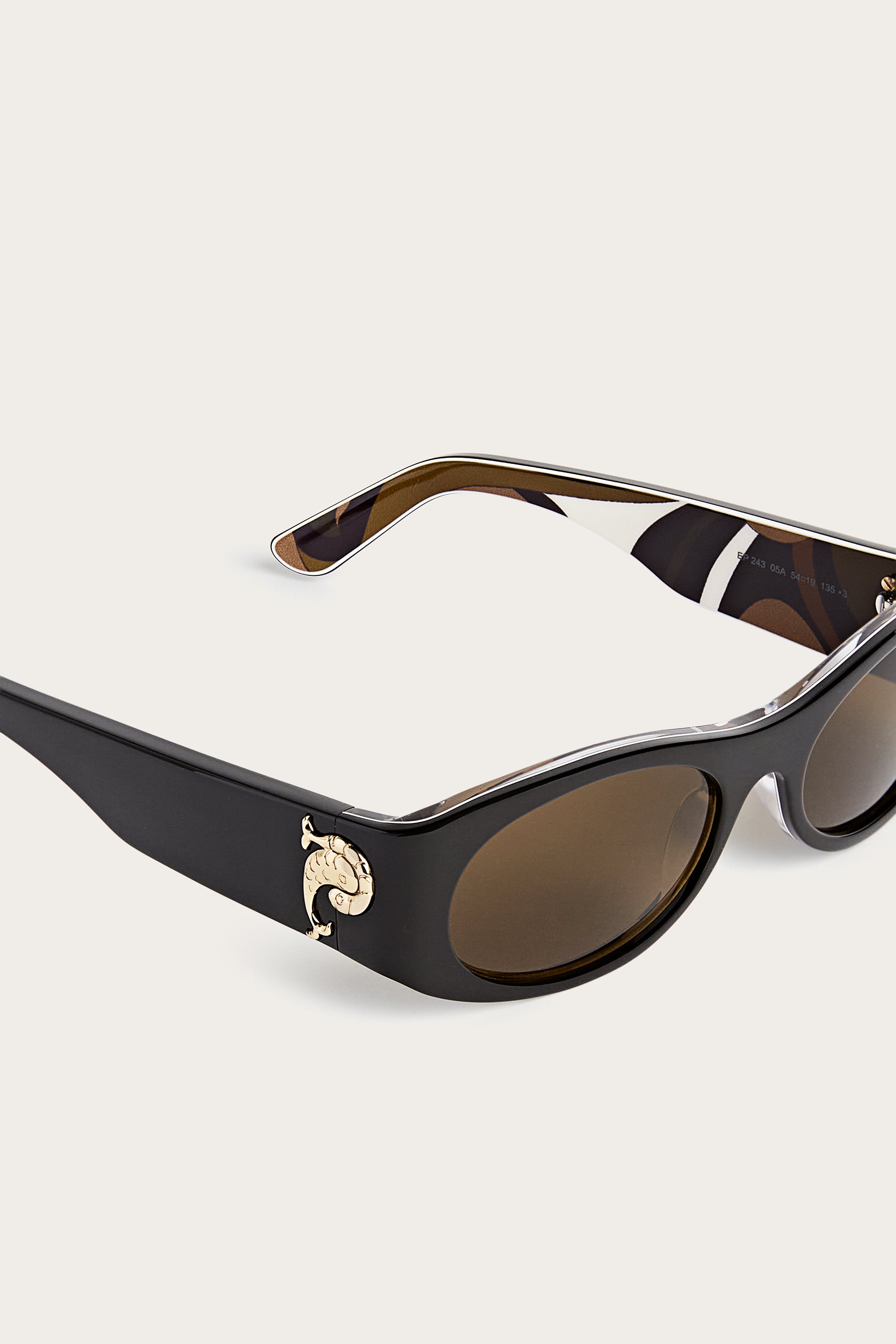Emilio Pucci ovales lunettes de soleil noir smoke OS