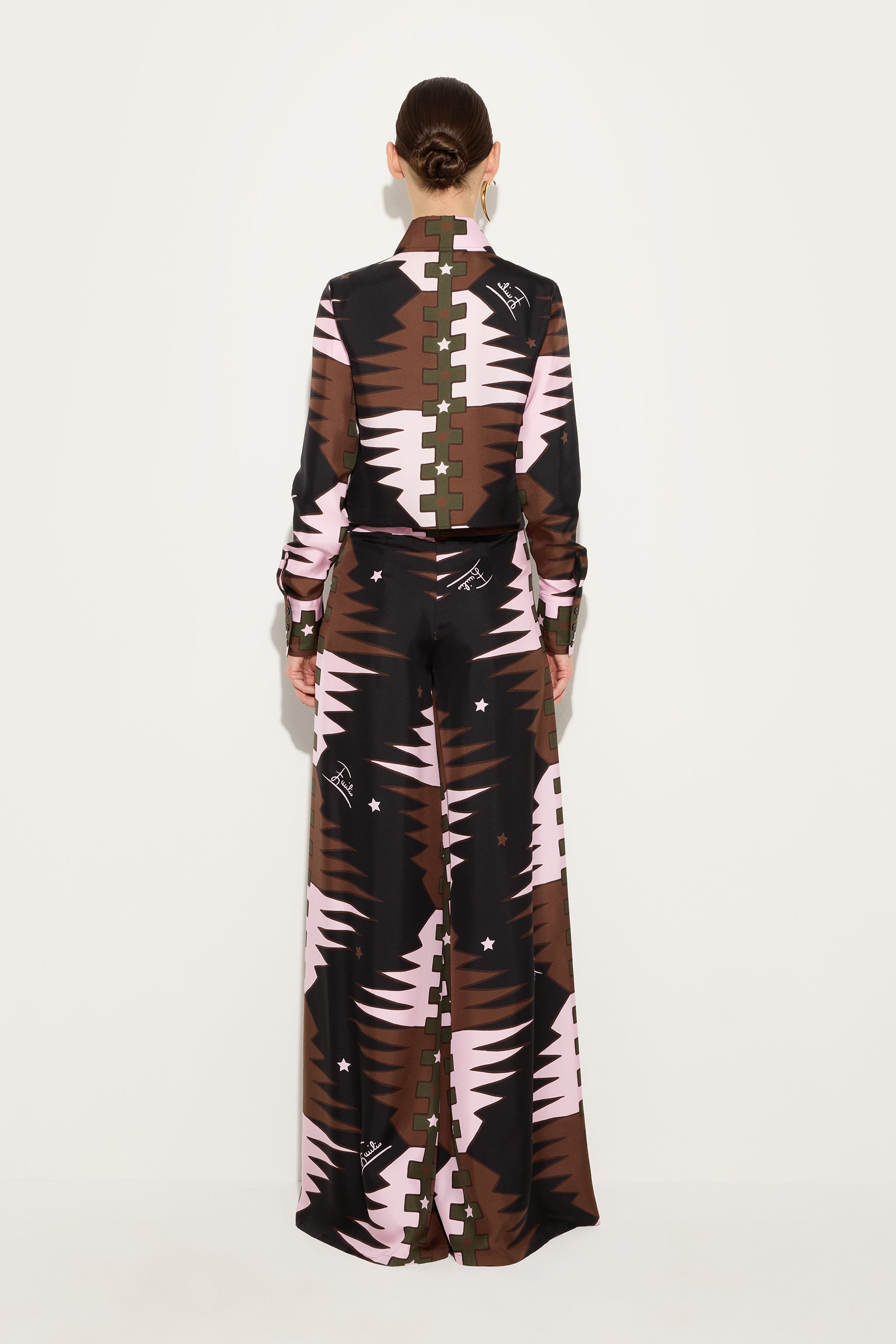Emilio Pucci Valdimontone chemise crop kaki/rose