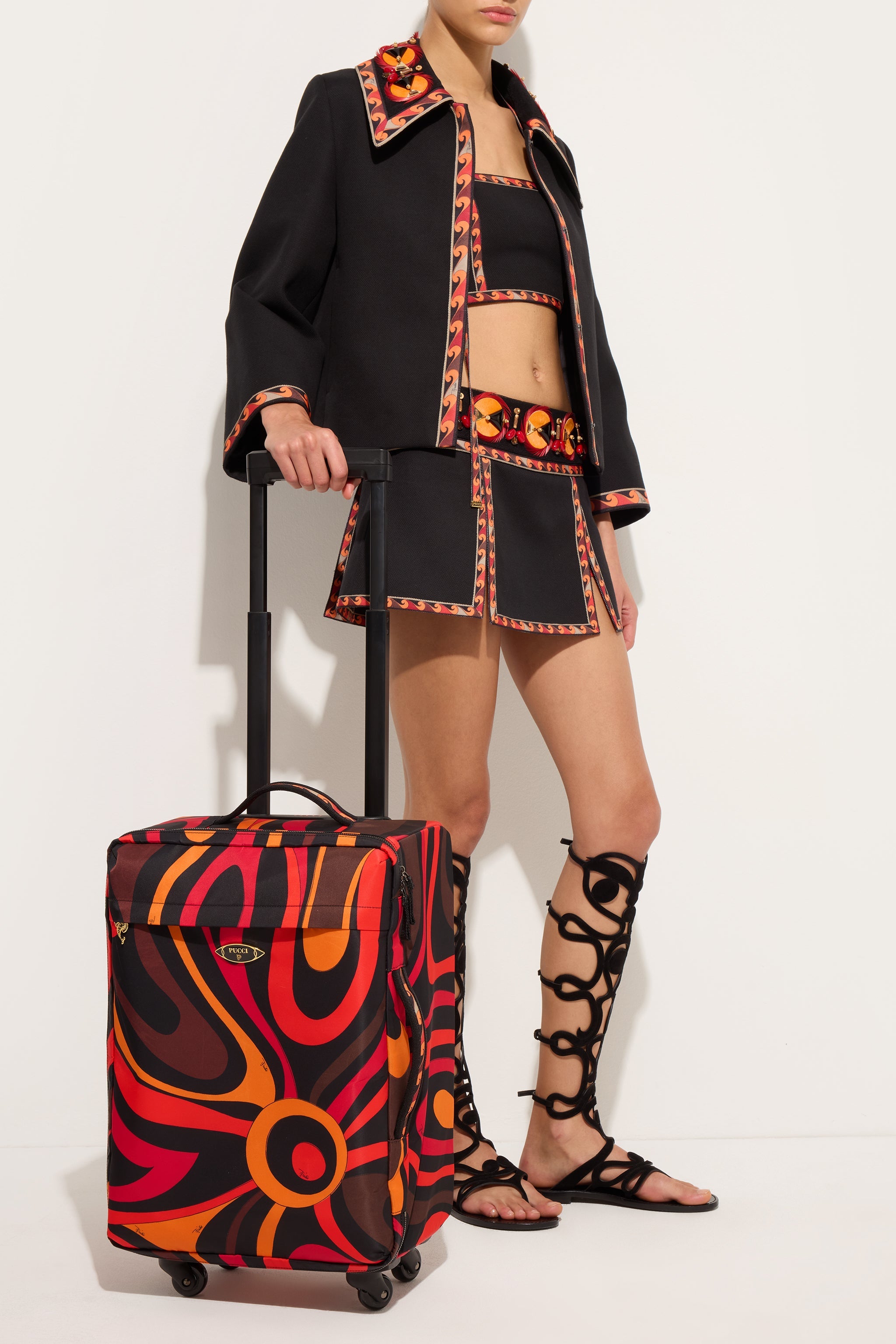 Emilio Pucci Marmo trolley cabine orange noir OS