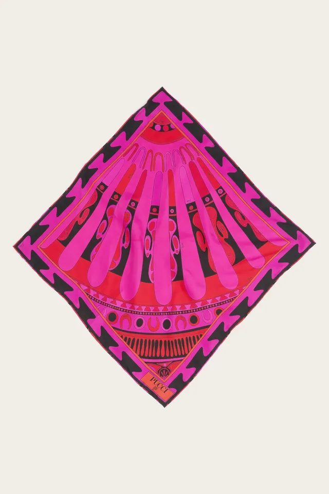 Emilio Pucci Carré Soleil carré soie fuchsia/noir