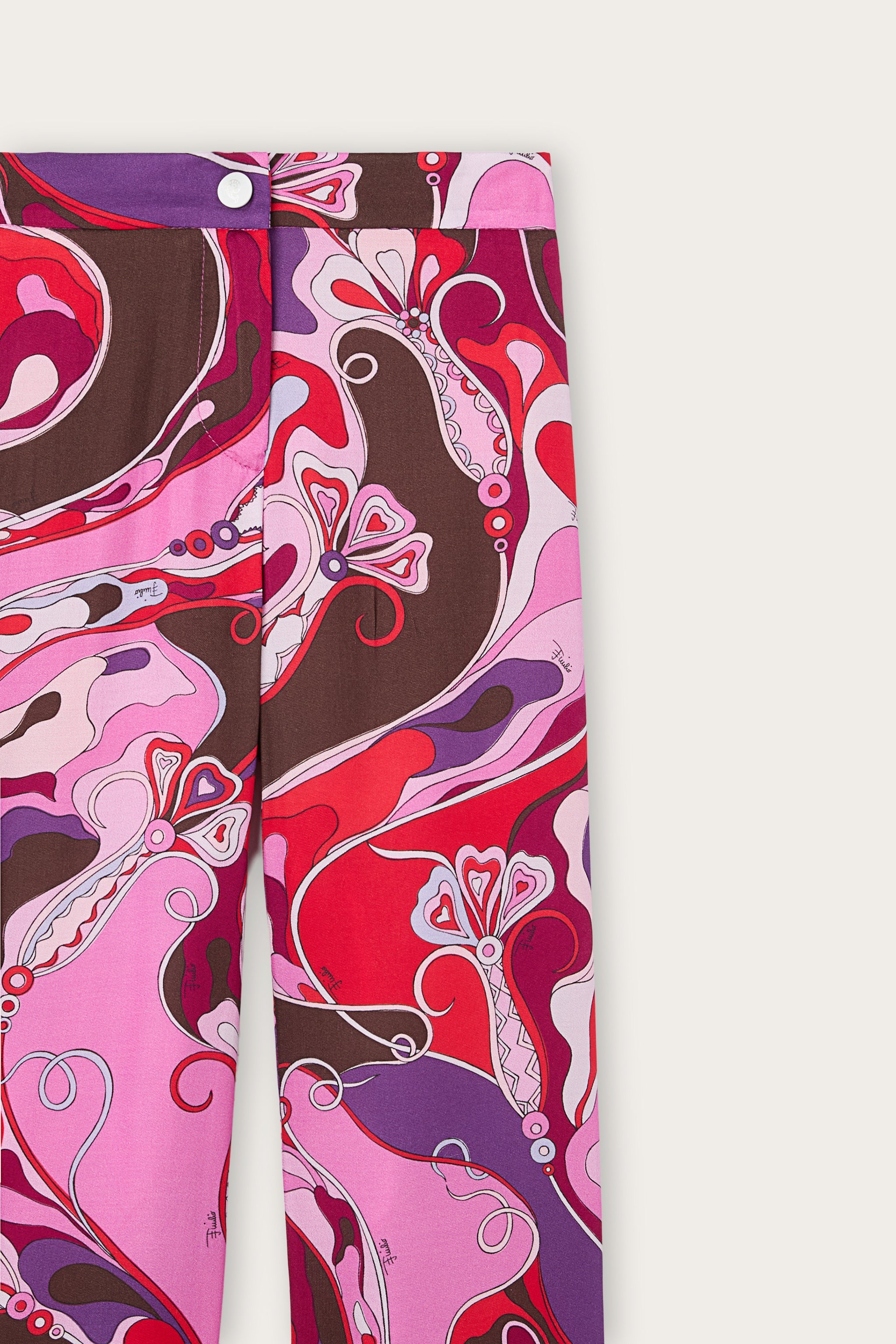 Emilio Pucci Orchidee pantalon fille fuchsia rouge viscose