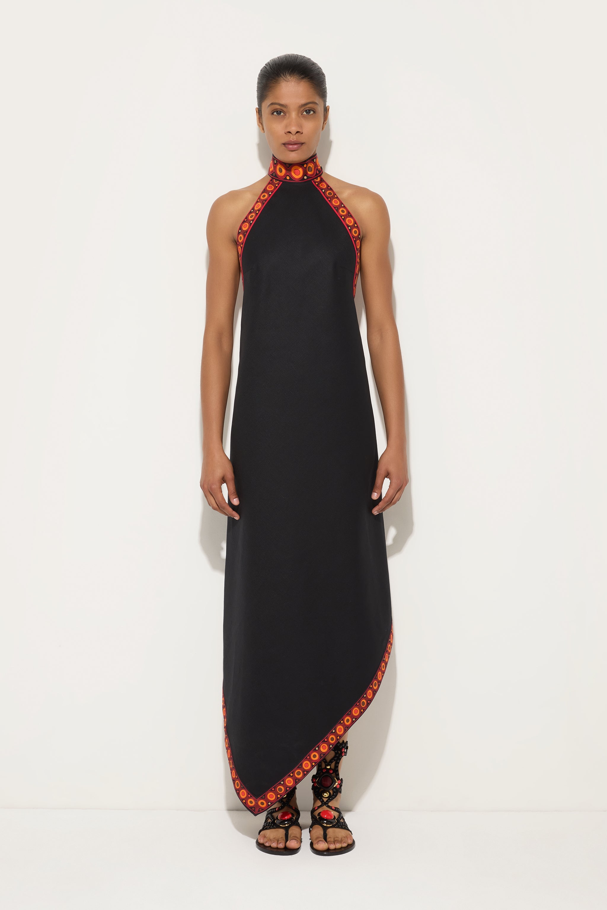 Emilio Pucci Dresses robe longue noire 38 coton lin
