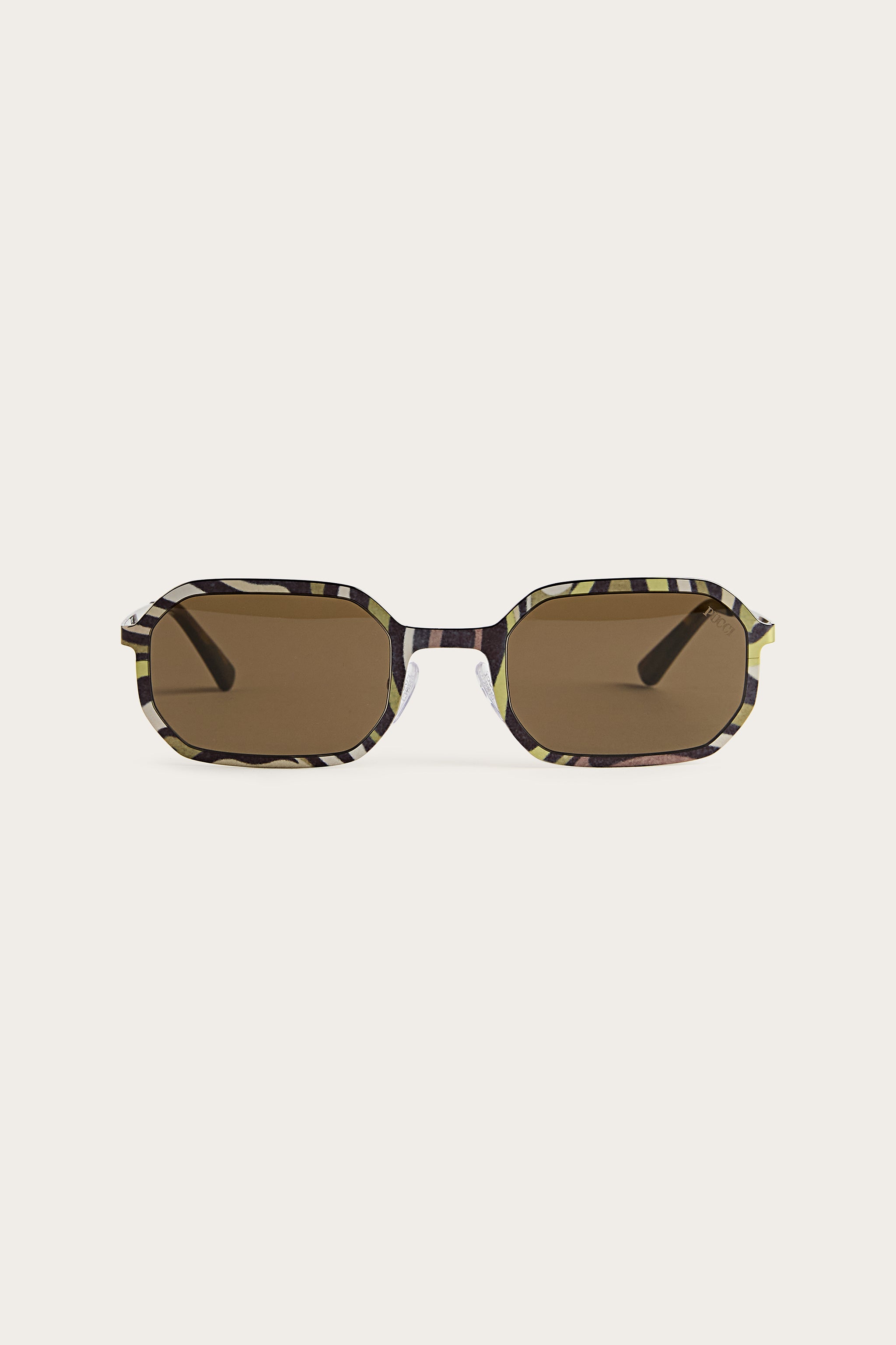 Emilio Pucci SUNGLASSES lunettes de soleil géométriques animal marron