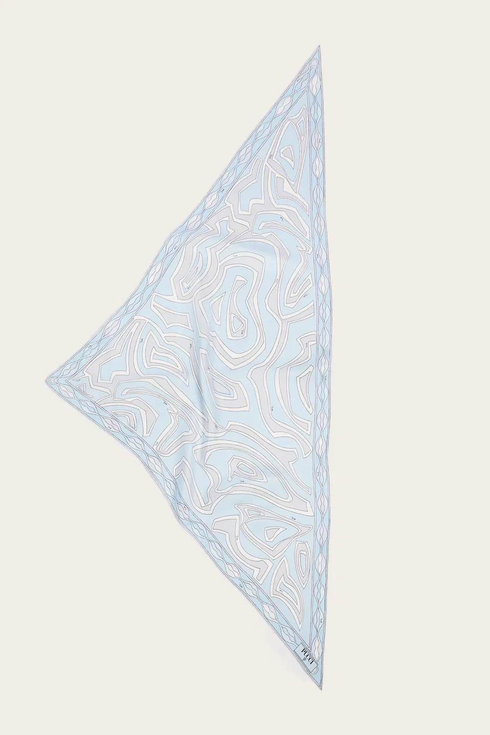 Emilio Pucci Silks foulard soie bleu clair OS imprimé Labirinto