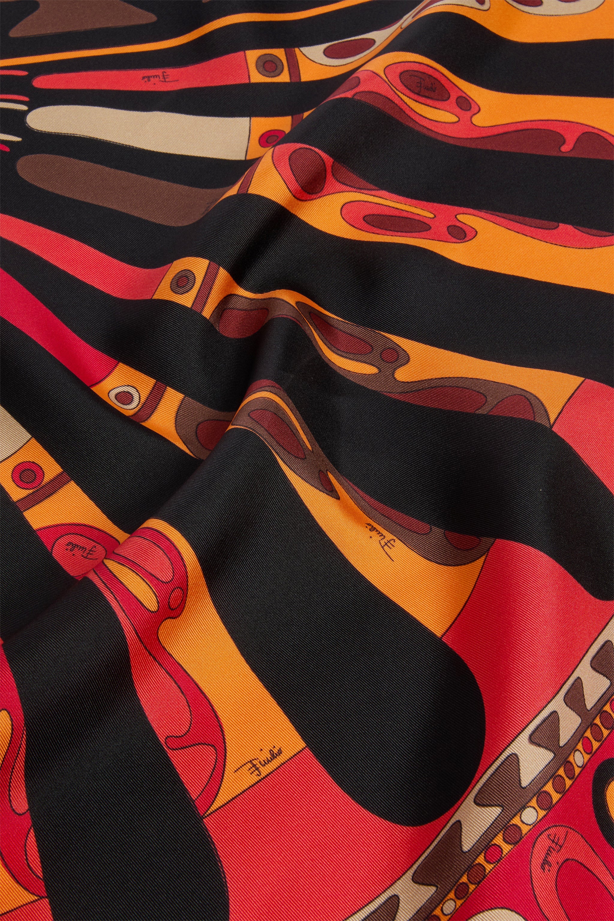 Emilio Pucci Silks Carré Piccolo Soleil carré orange noir 52x52