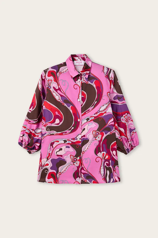 Emilio Pucci Abito Chemisier Orchidee robe fuxia rosso