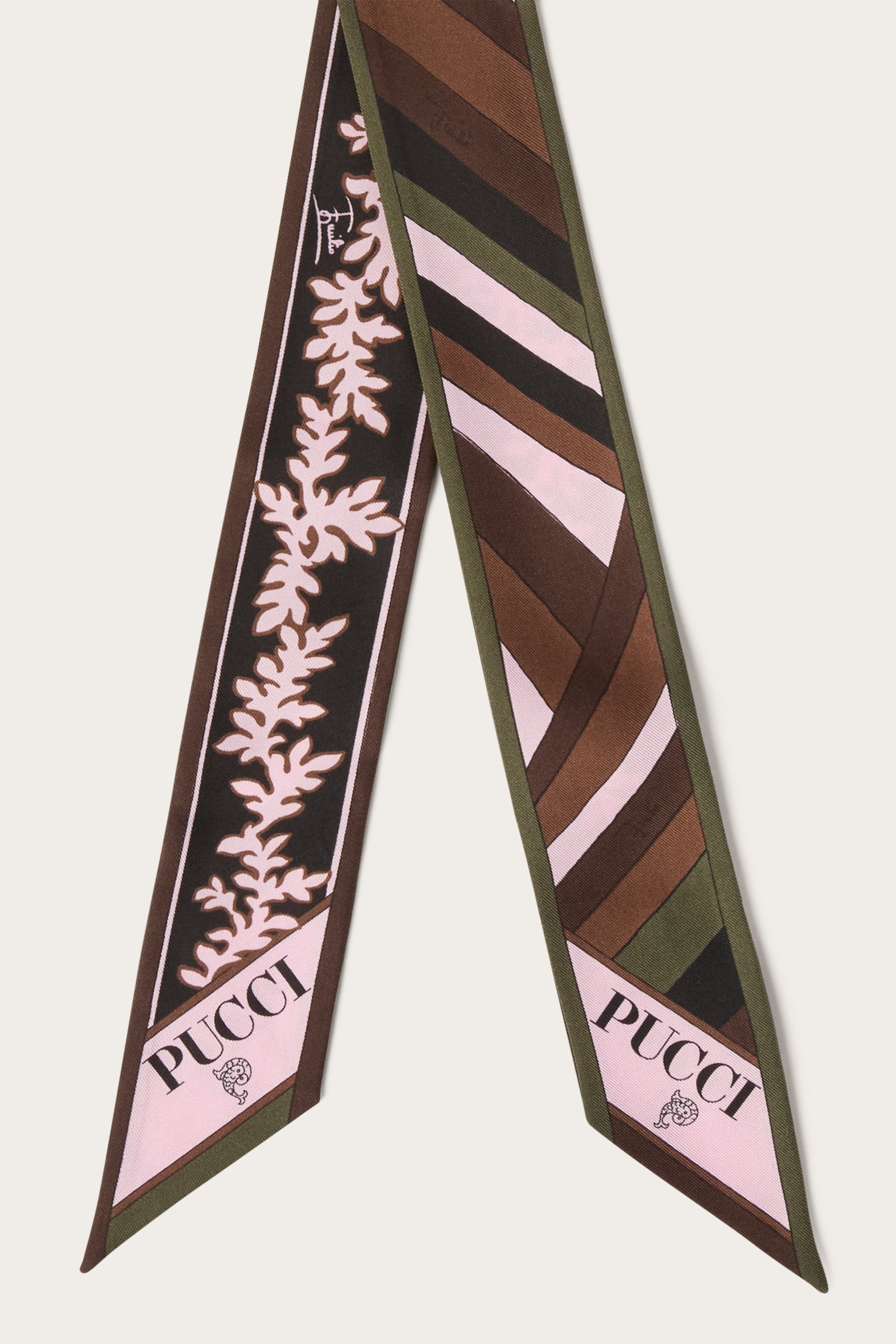 Emilio Pucci Mix foulard soie kaki rose OS