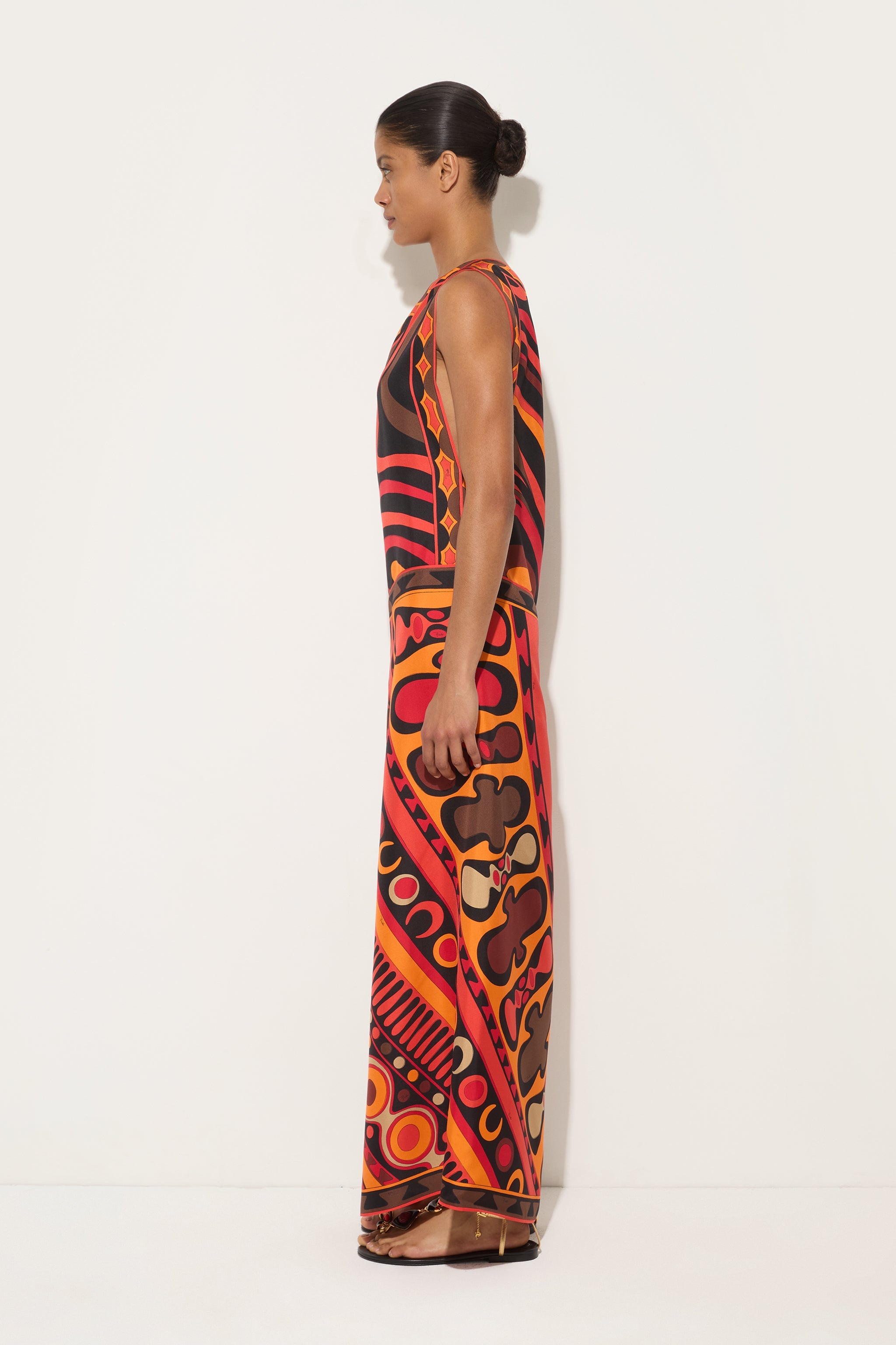 Emilio Pucci DRESSES Abito Asimmetrico robe soie orange/noir