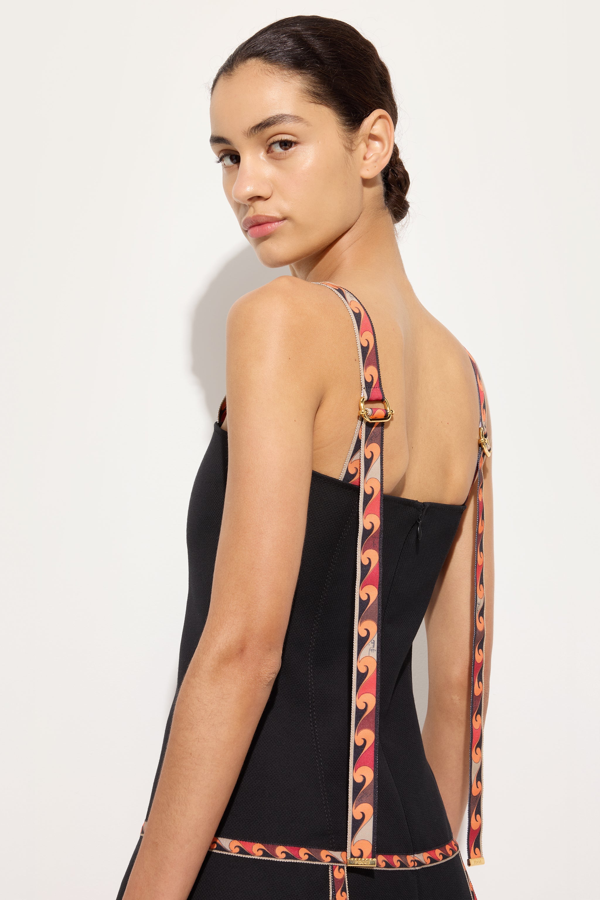 Emilio Pucci Piquet robe coton noir trapèze