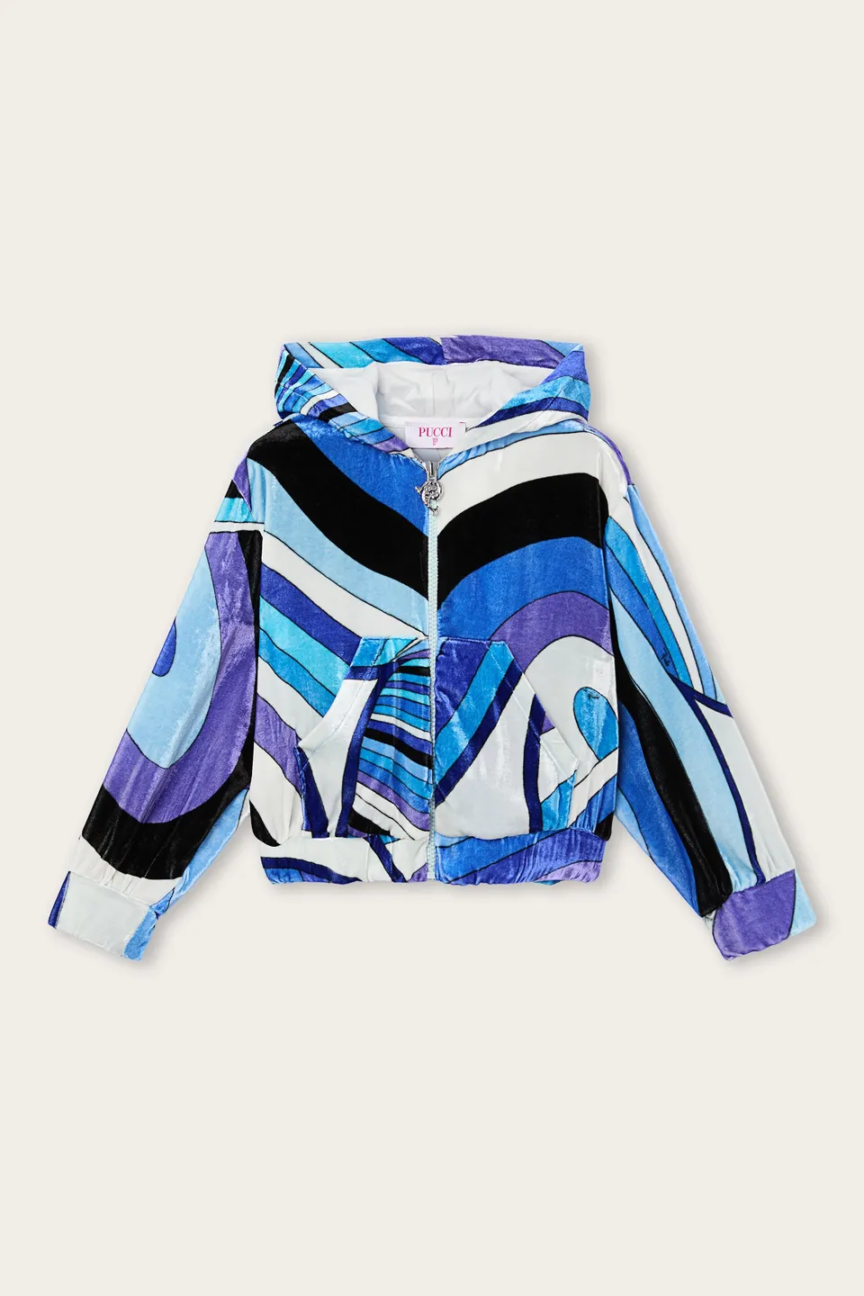 Emilio Pucci Iride sweat fille ivoire bleu 4Y velours