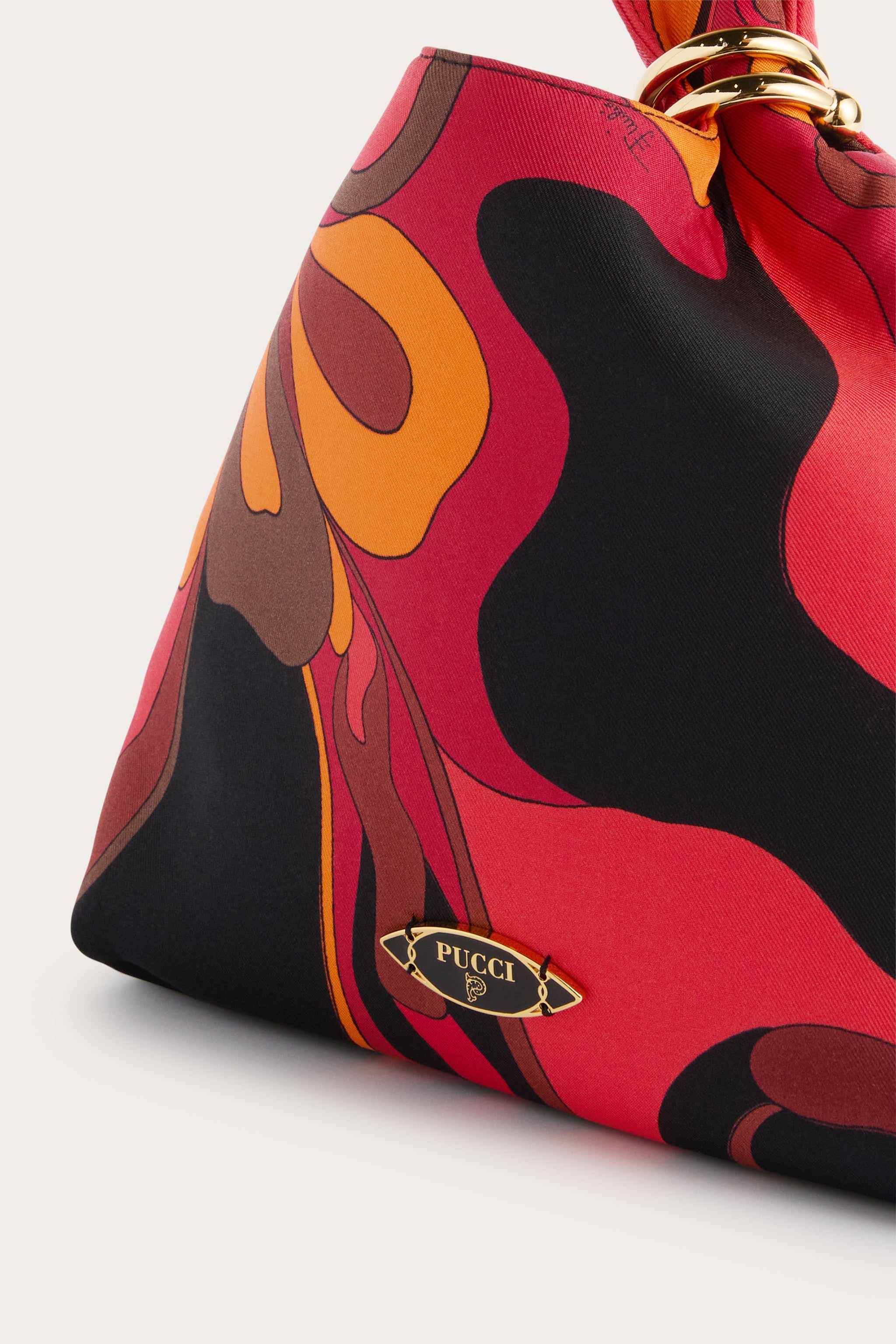 Emilio Pucci Emilio sac pochette soie orange noir