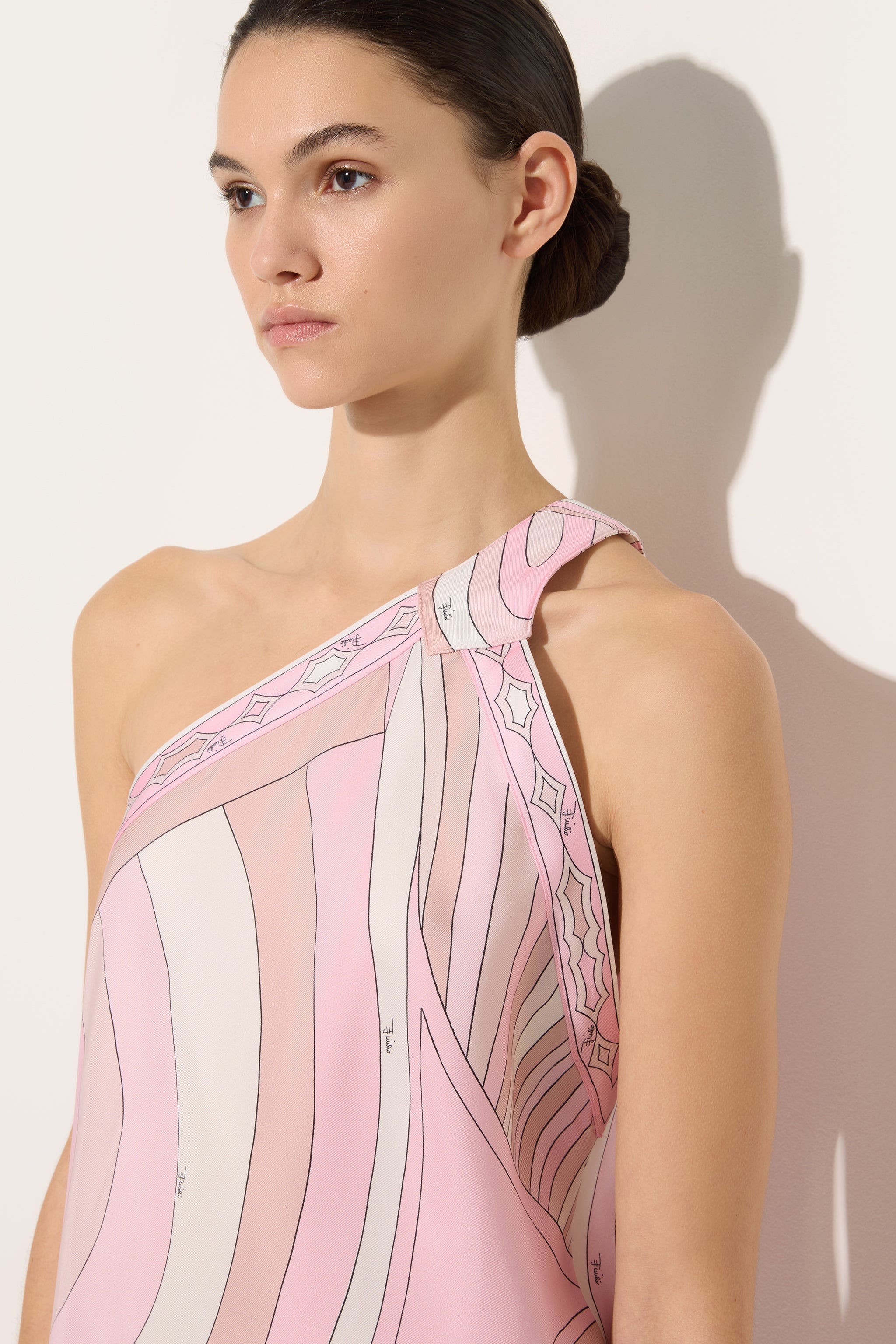 Emilio Pucci Abito Asimmetrico robe soie rose nude Iride
