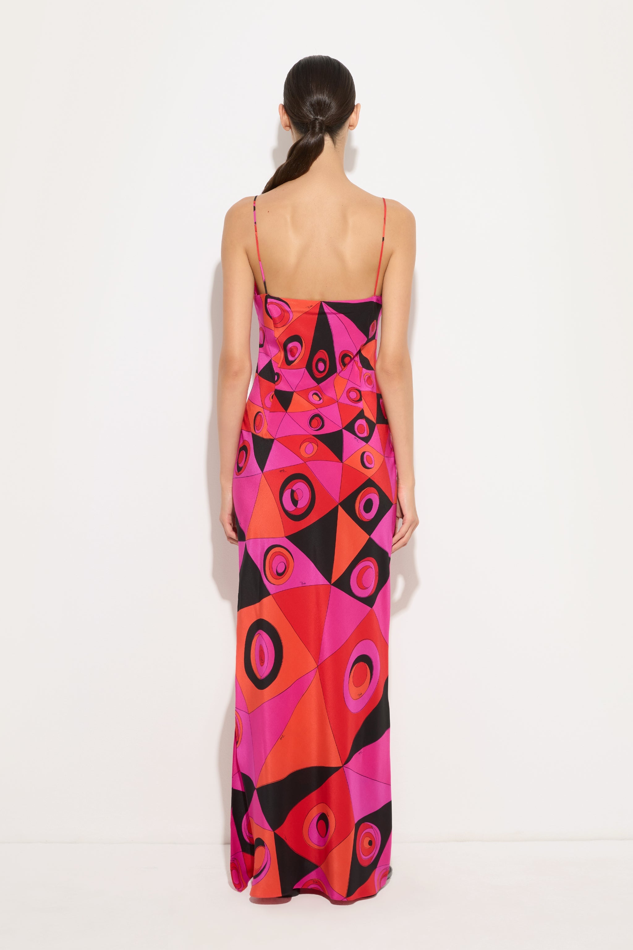 Emilio Pucci Occhi Robe Fuchsia/Black soie fendue