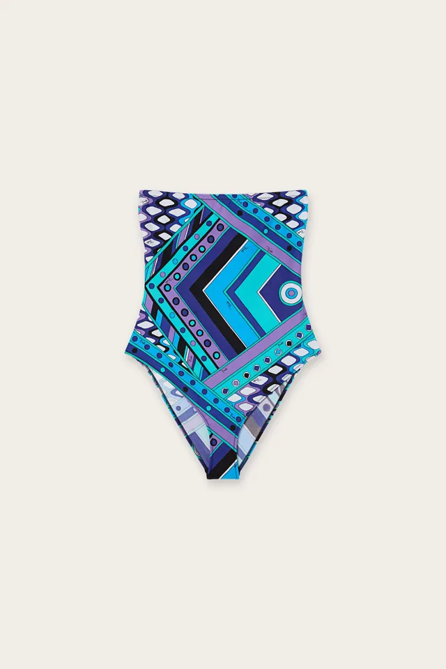 Emilio Pucci Vivara Maillot 1 Pièce Turquoise Lycra Femme