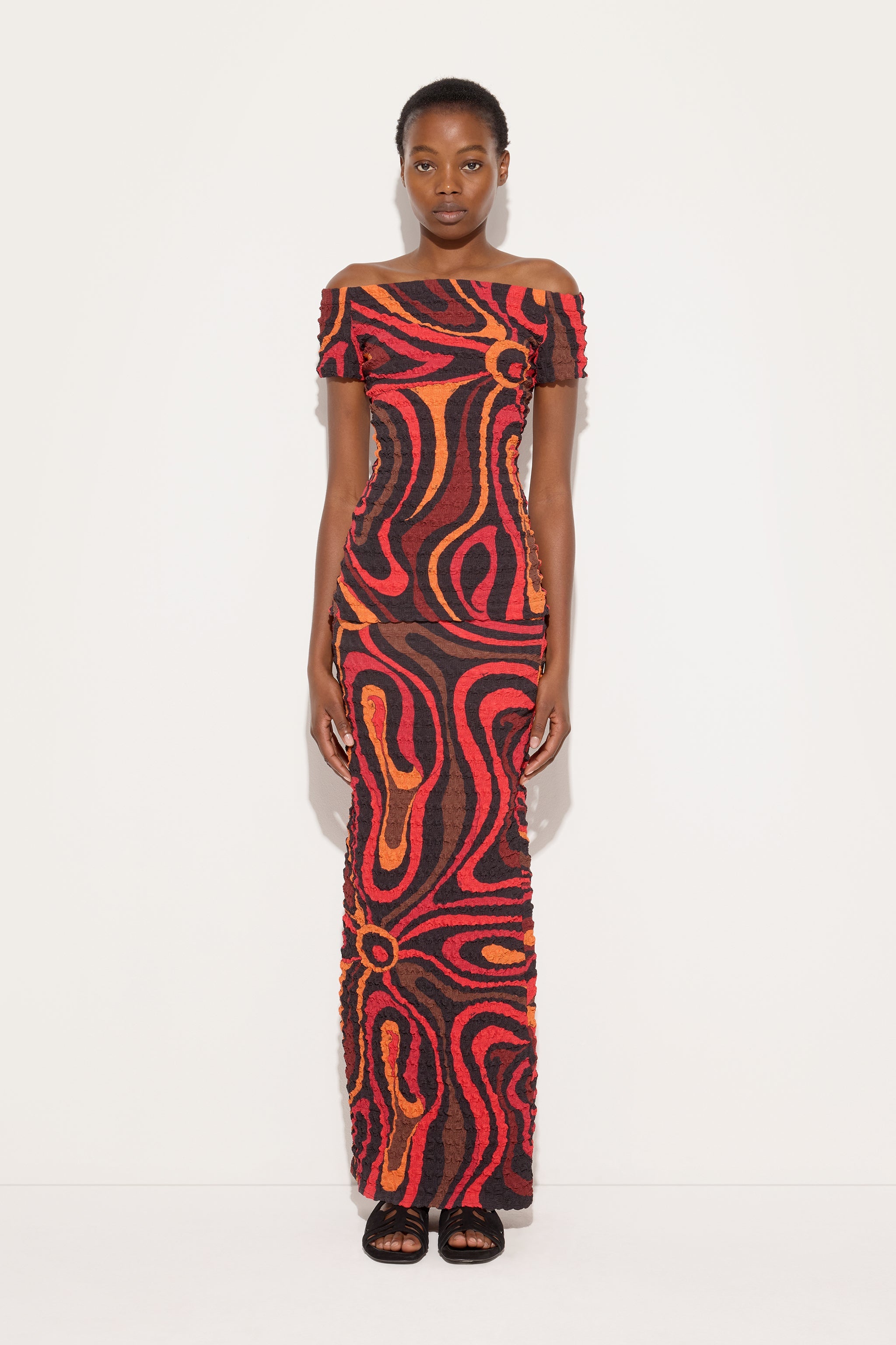 Emilio Pucci Shibori Jupe Marmo Orange Noir Polyester