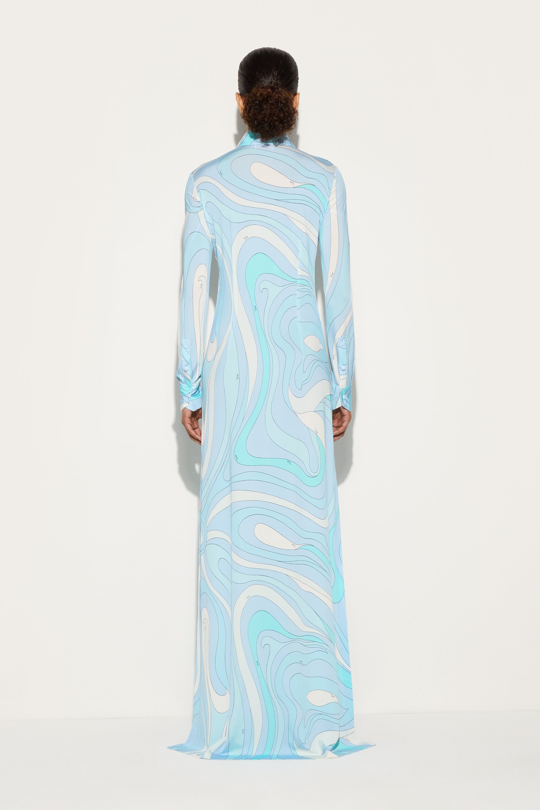 Emilio Pucci Dresses robe chemisier satin aqua Marmo