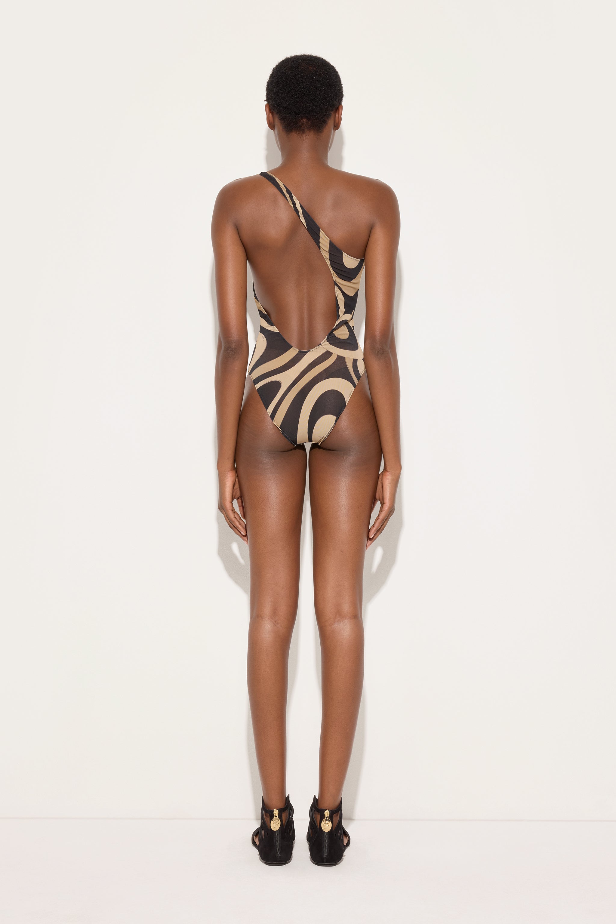 Emilio Pucci Marmo Body asymétrique beige noir S