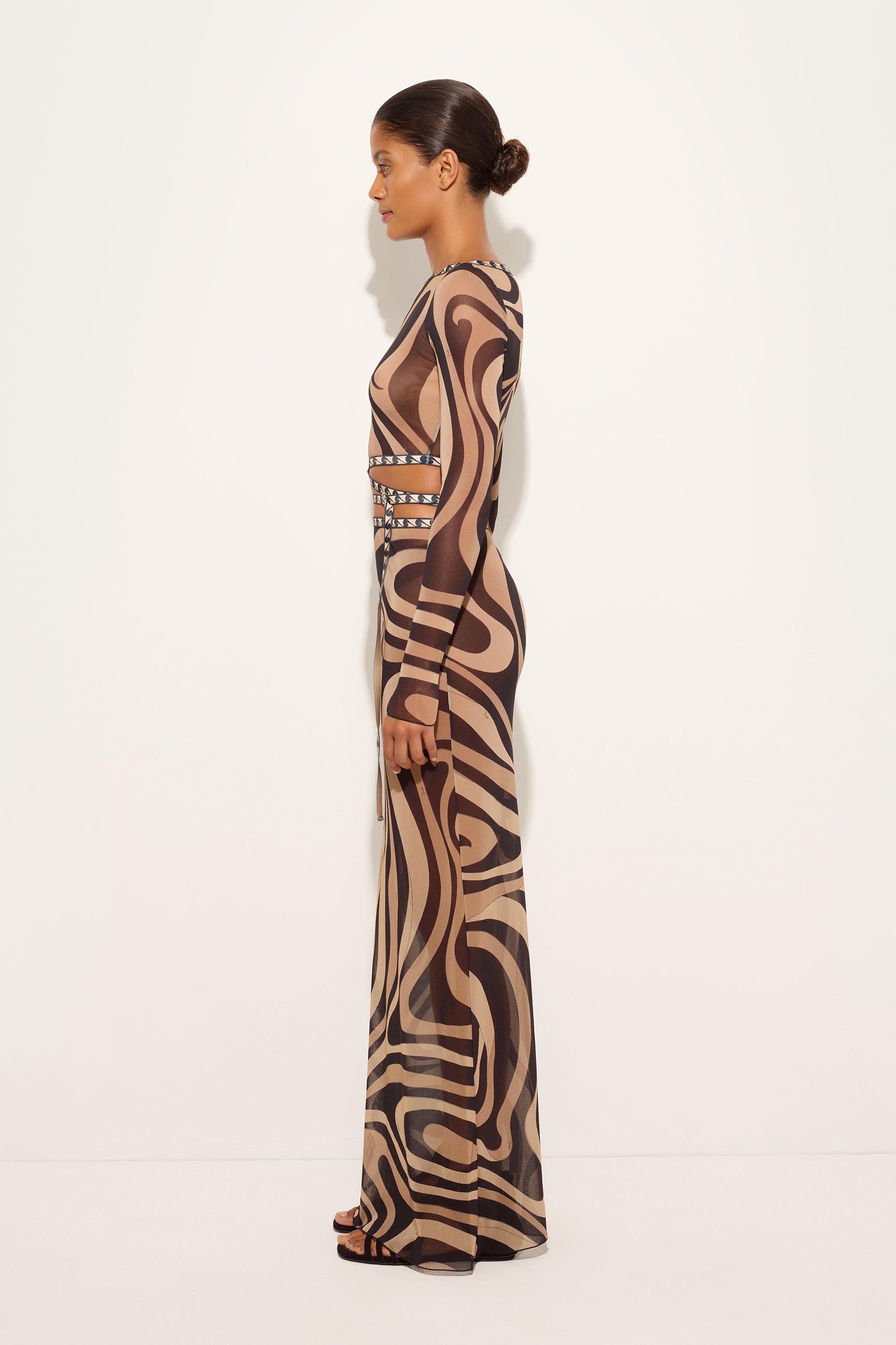 Emilio Pucci Gonna Marmo jupe longue beige noir