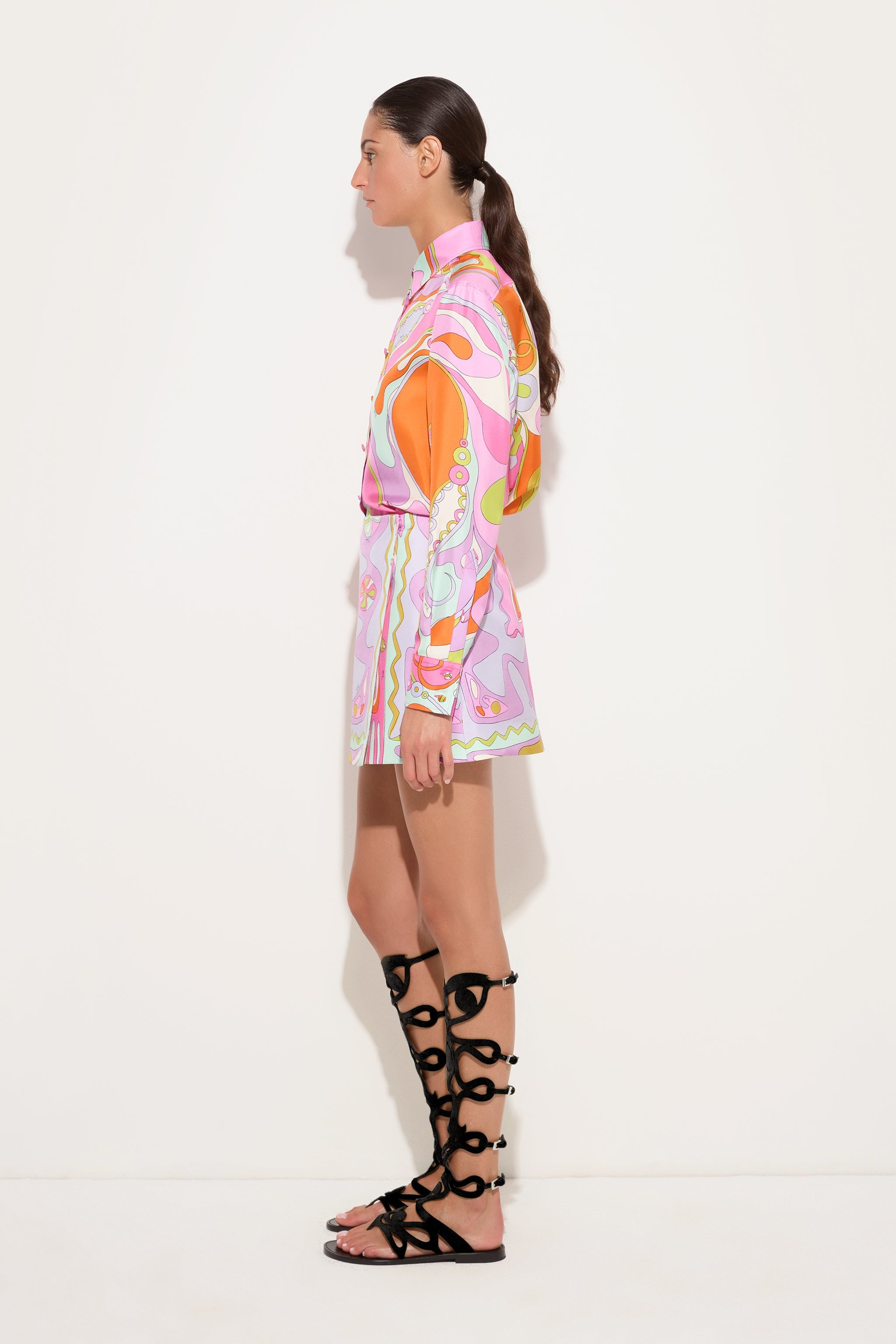 Emilio Pucci Angoli jupe soie multicolore boutons