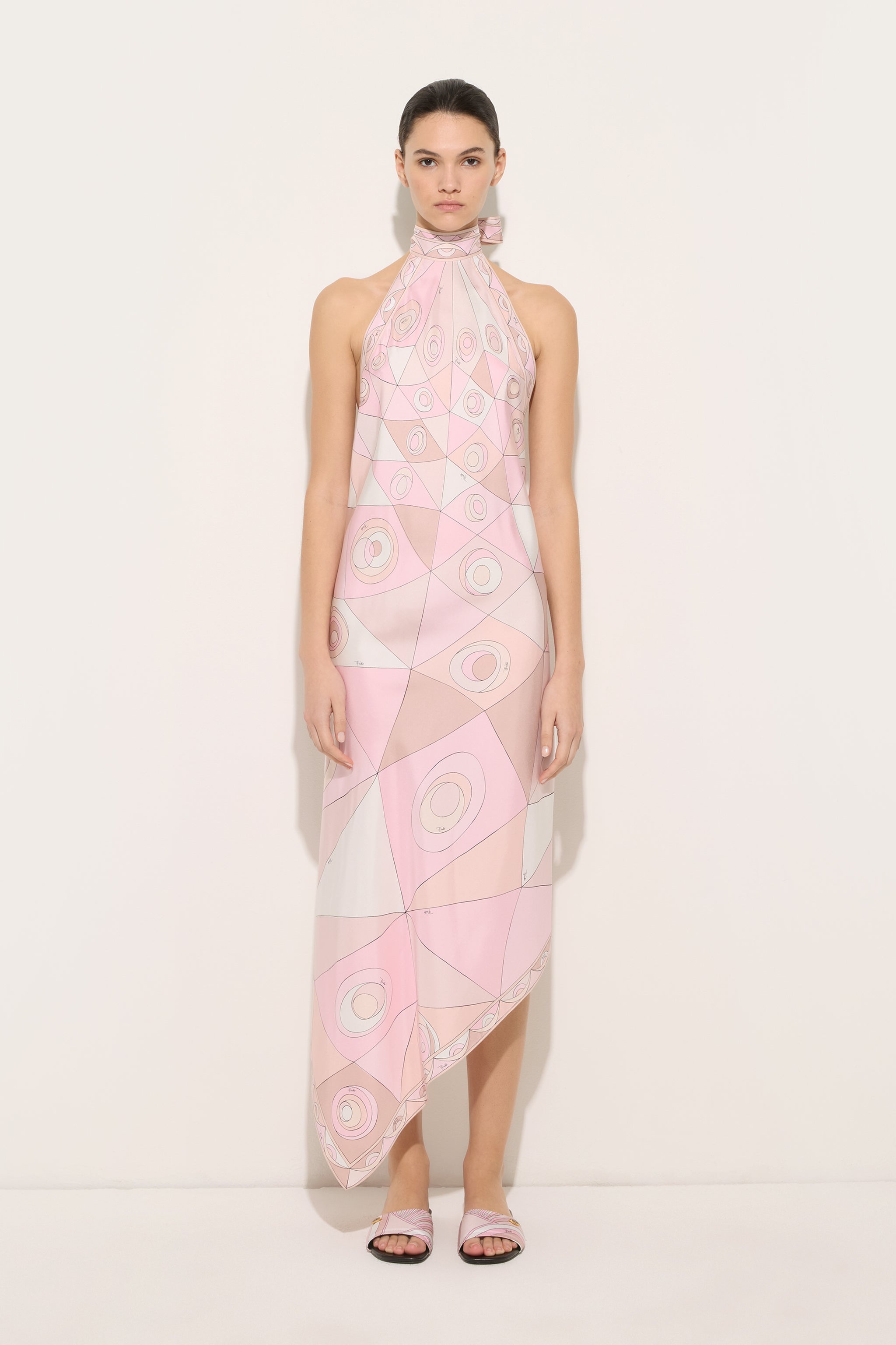 Emilio Pucci Robe Soie Occhi robe longue rose/nude