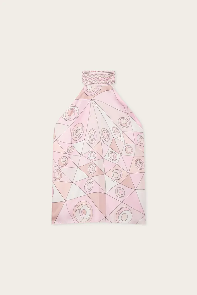 Emilio Pucci Stampa Occhi top soie rose nude