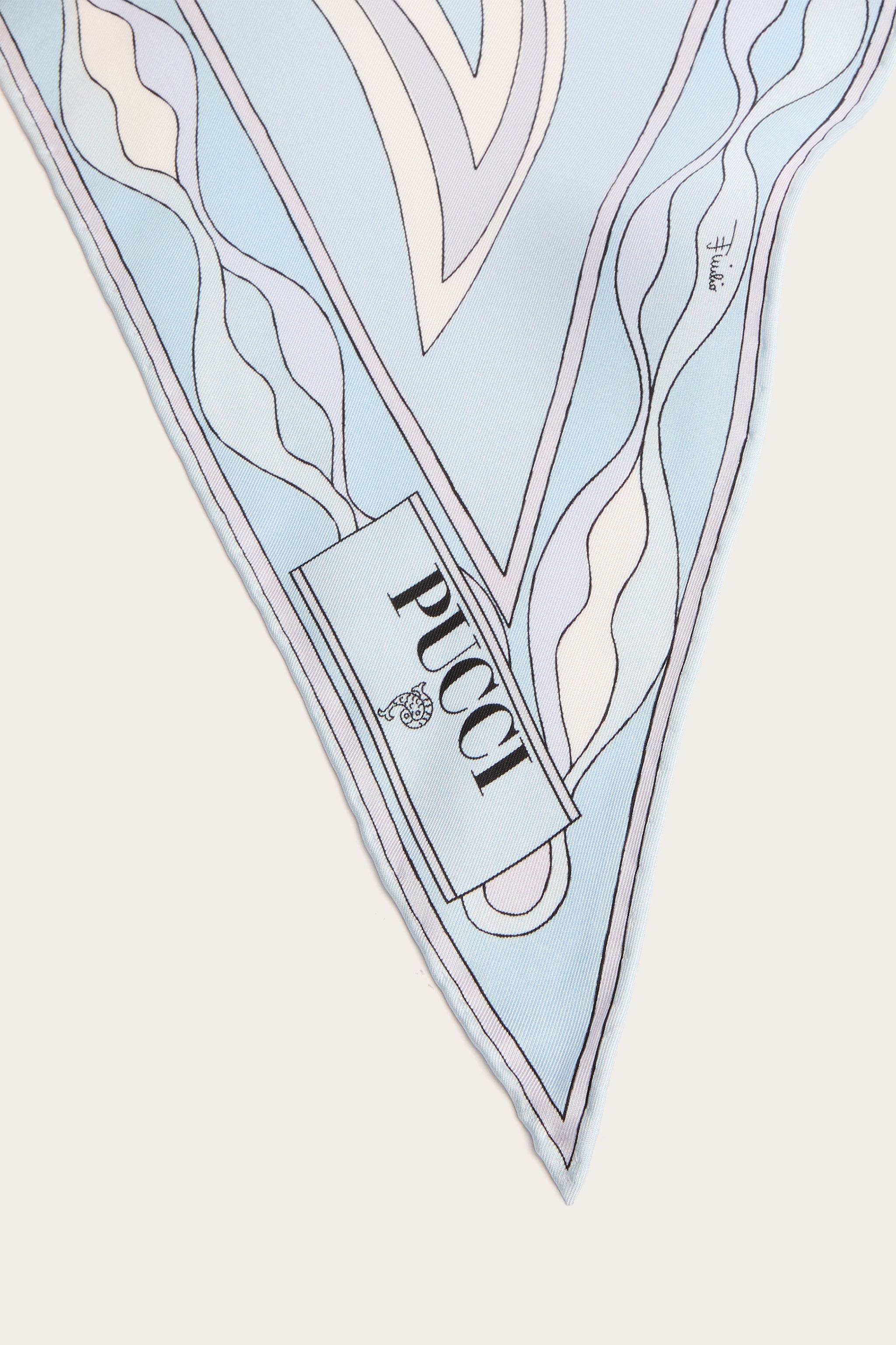 Emilio Pucci Silks foulard soie bleu clair OS imprimé Labirinto