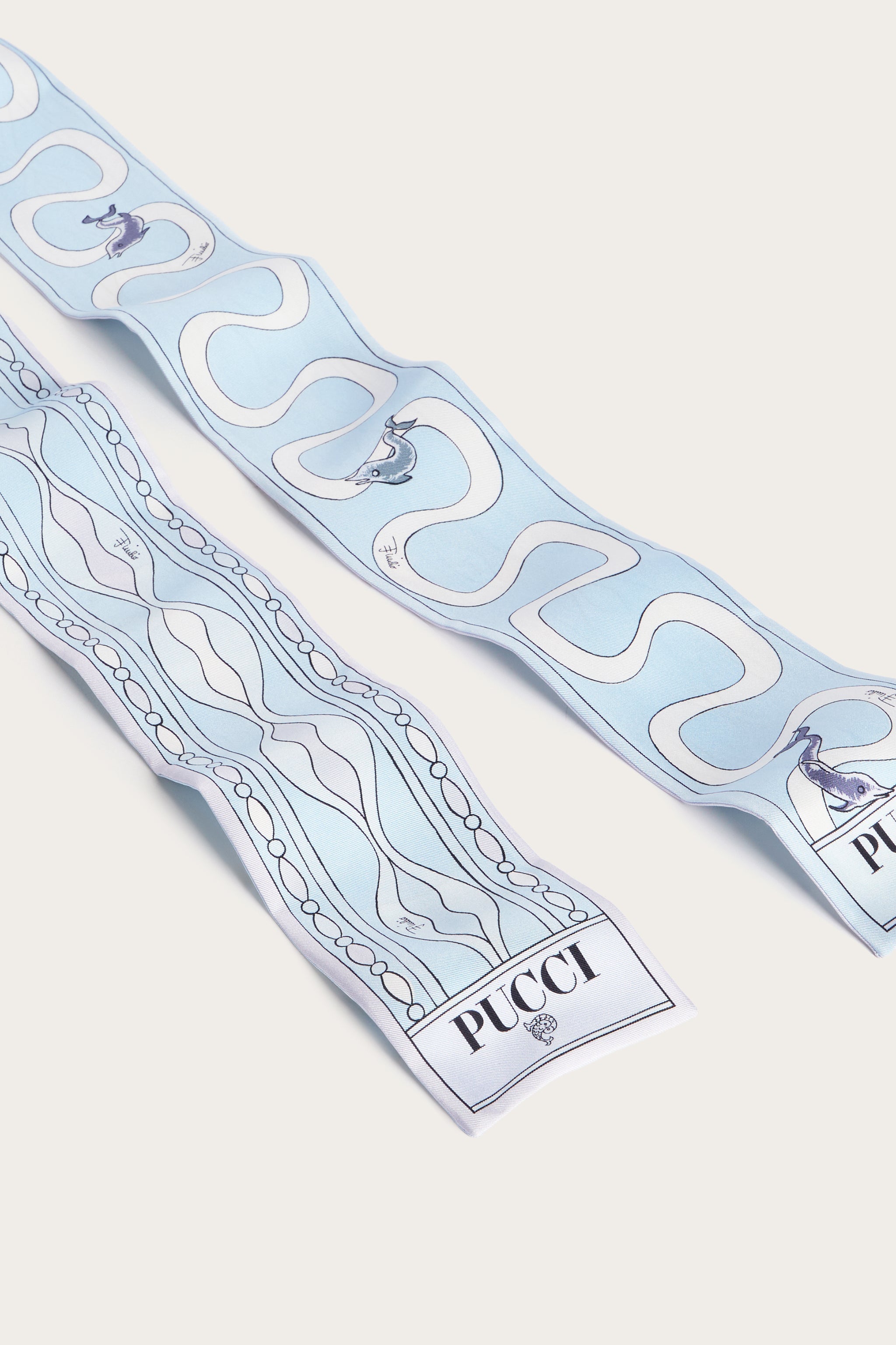 Emilio Pucci Foulard Bandeau Soie Bleu Clair 8x160