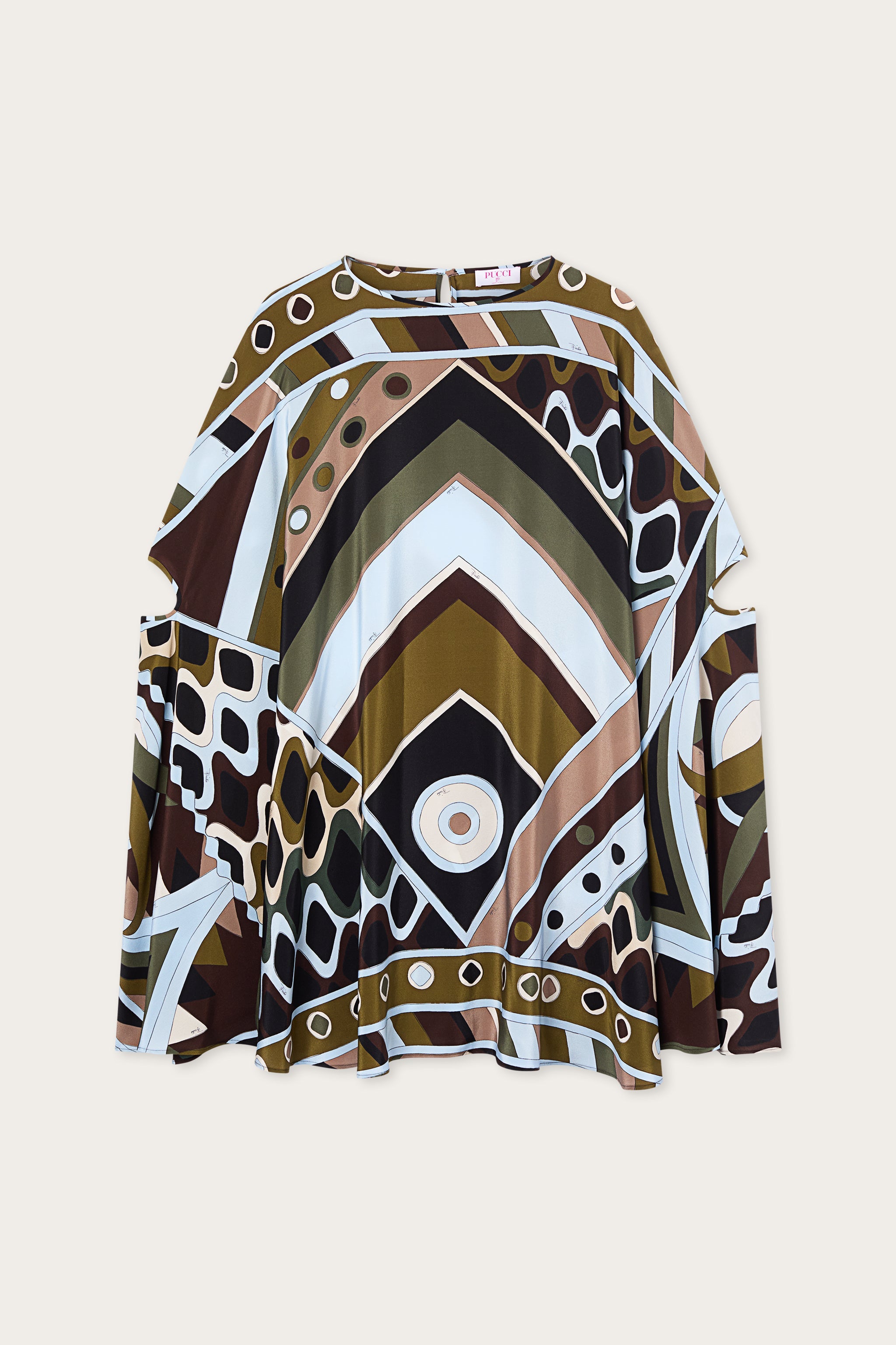 Emilio Pucci Kaftans caftan soie Vivara kaki bleu