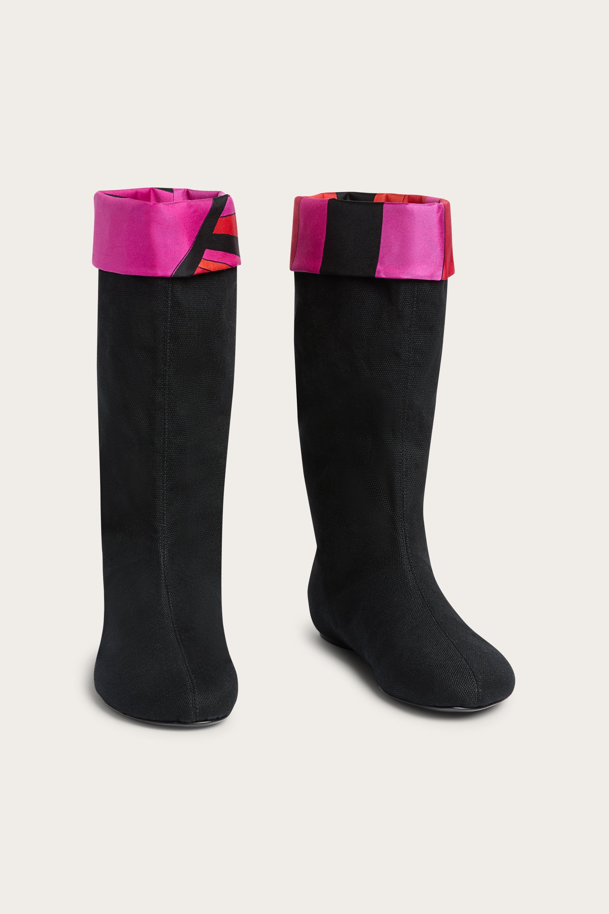 Emilio Pucci Bottes Noires Toile Cuir Femme 37-41
