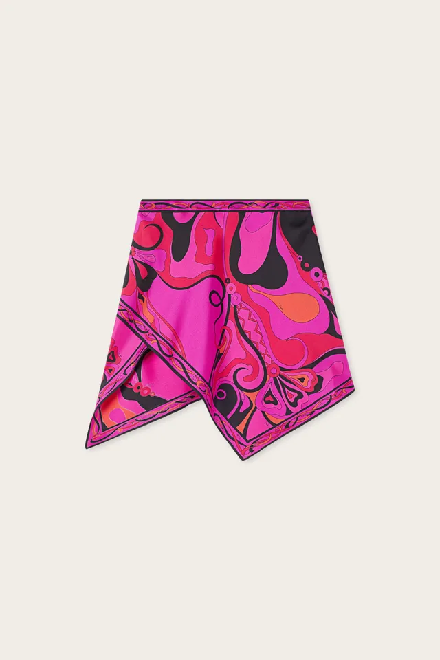 Emilio Pucci Jupe Foulard Orchidee soie fuchsia taille 38