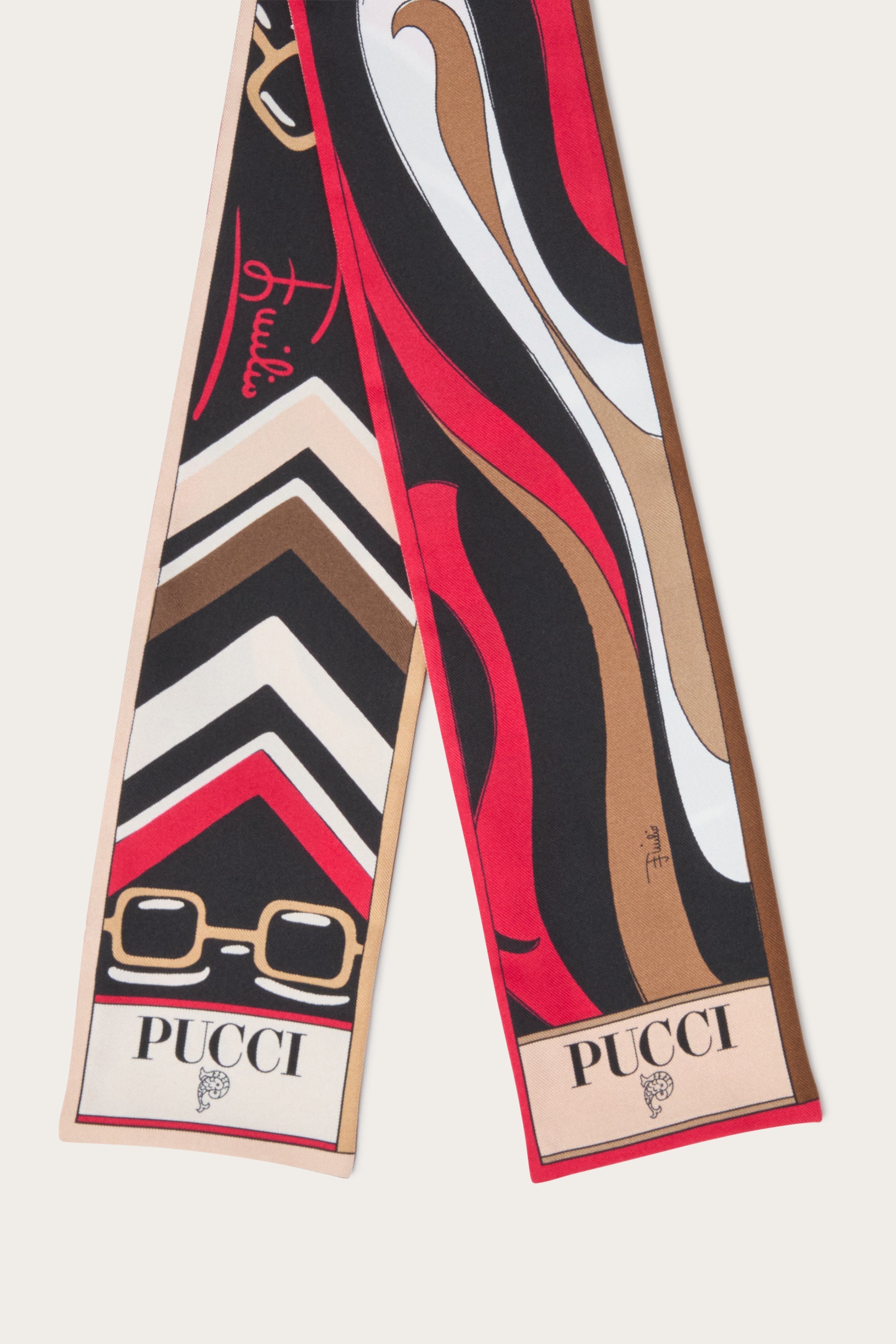 Emilio Pucci Silks foulard soie gold red 8x160 cm