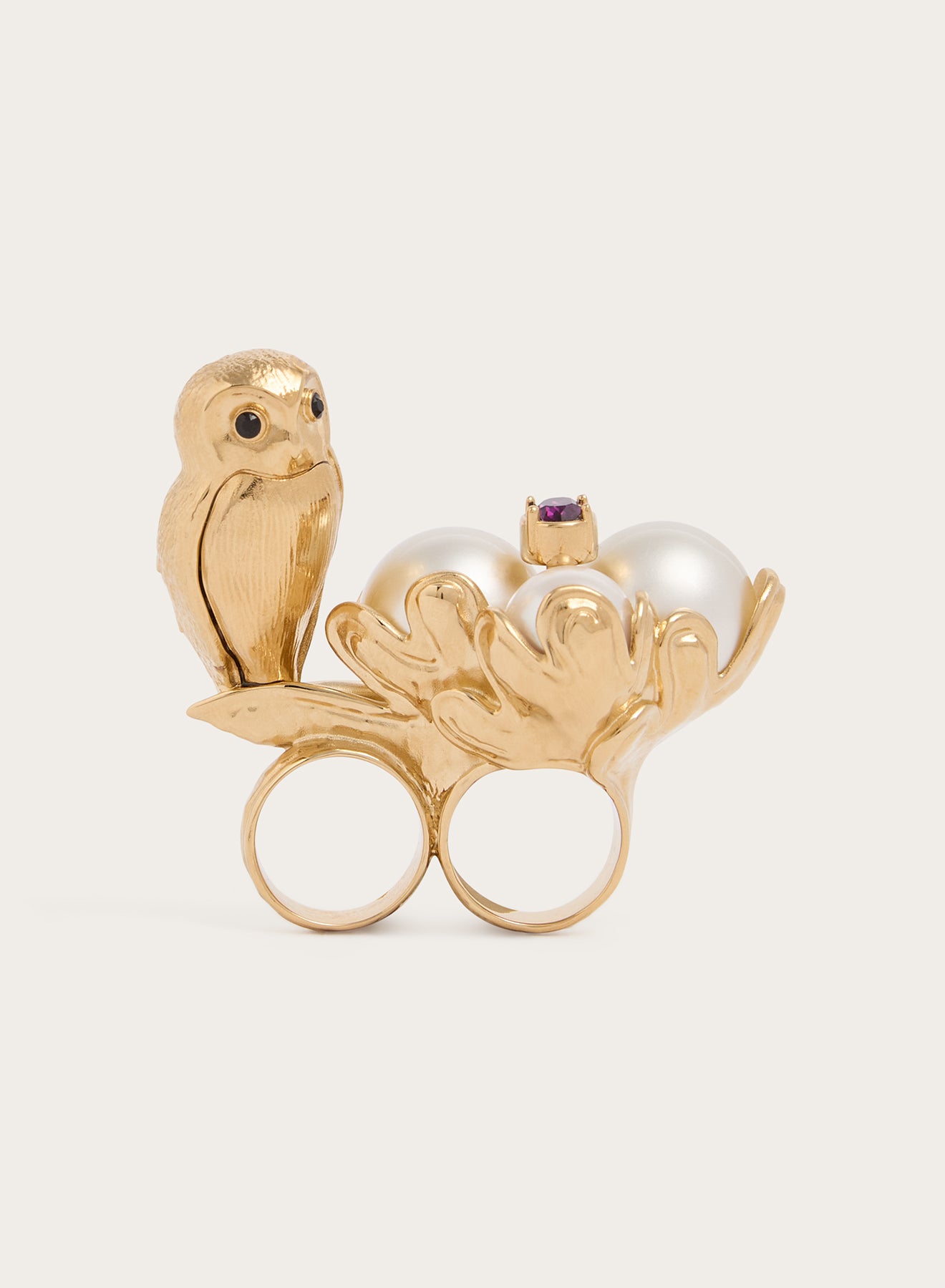Emilio Pucci Jewellery bague Hibou or perle laiton