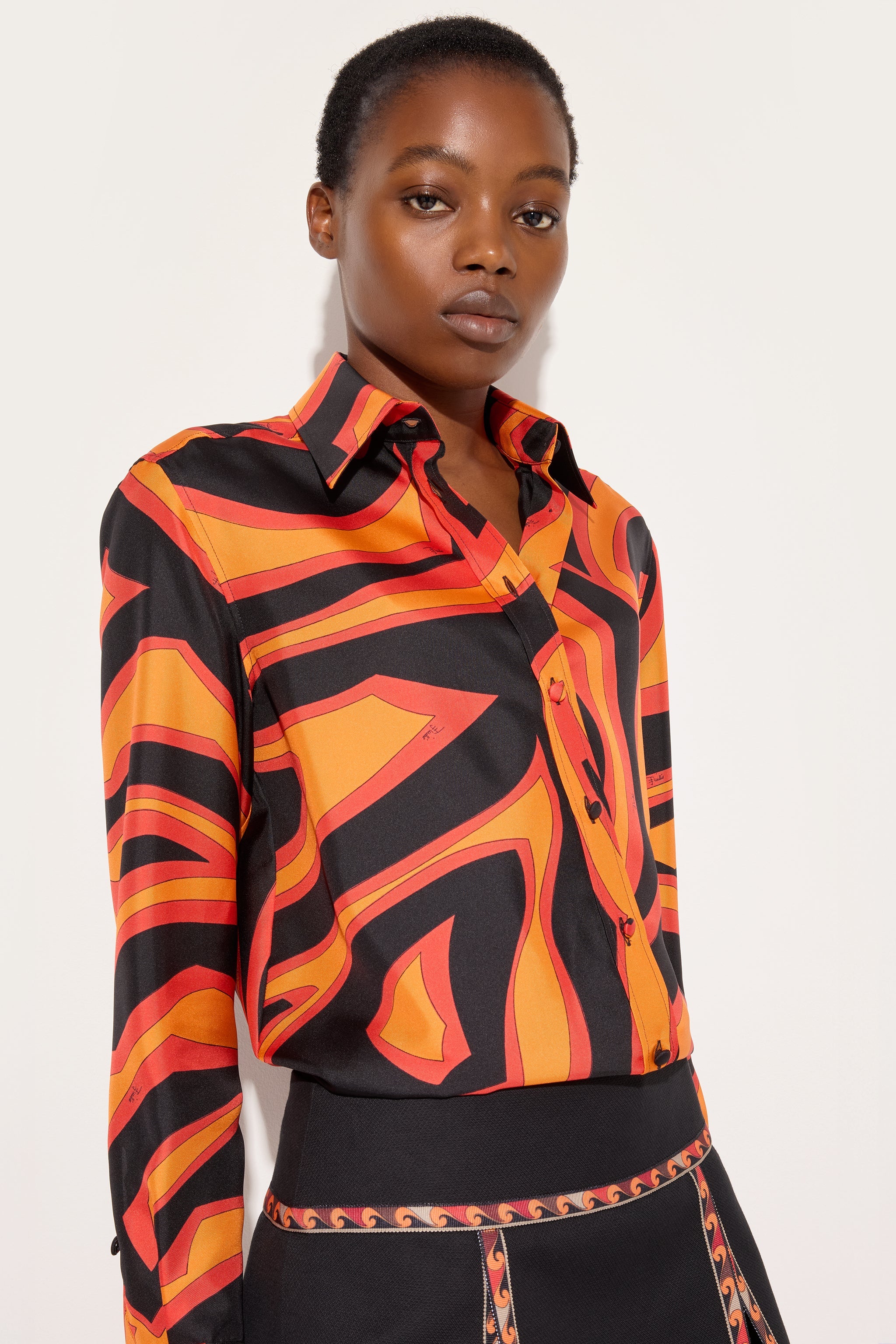 Emilio Pucci Tops Camicia Labirinto chemise soie orange