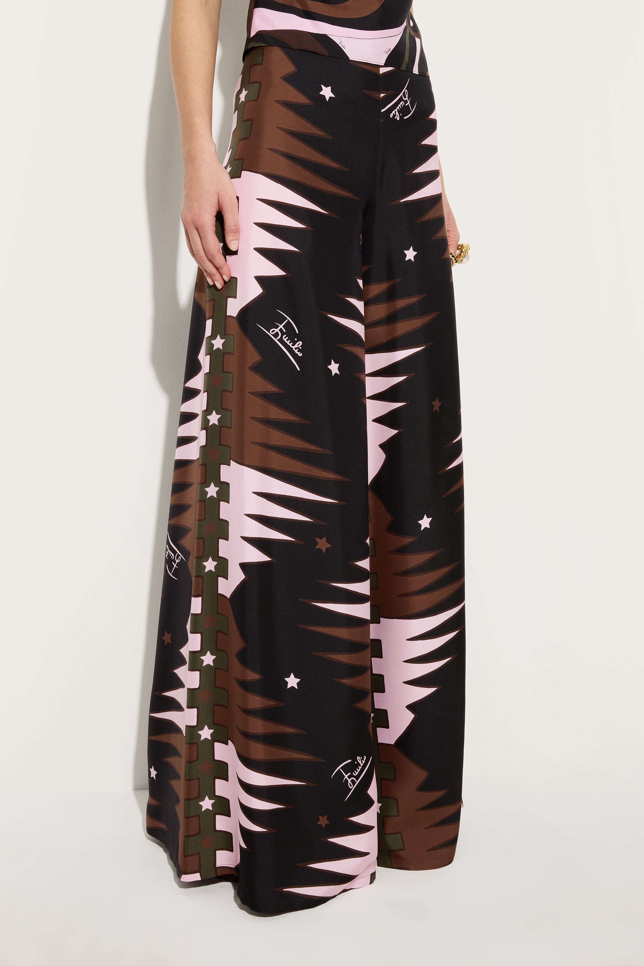 Emilio Pucci Valdimontone pantalon soie kaki rose