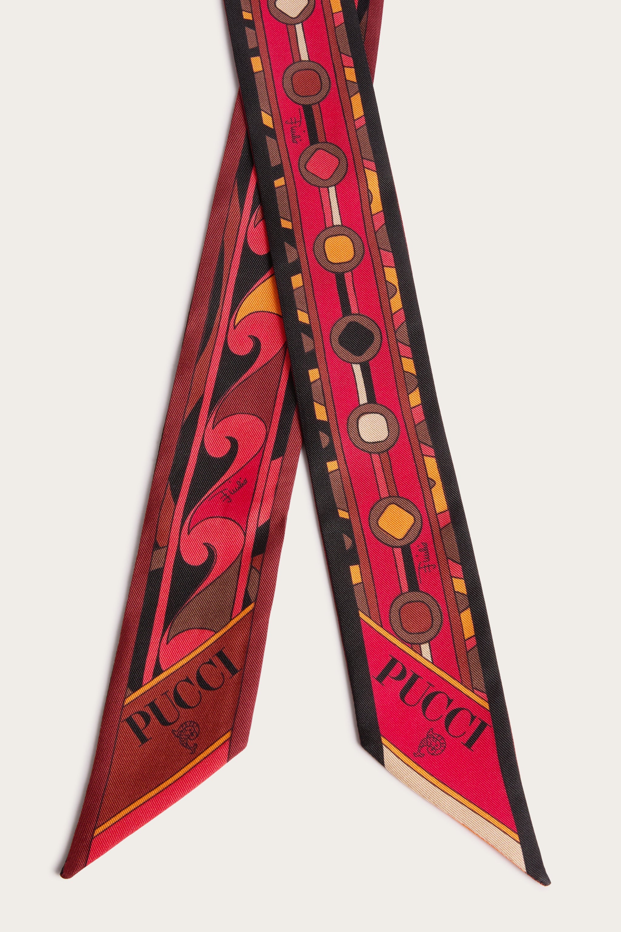 Emilio Pucci Mix foulard soie orange noir 120 cm