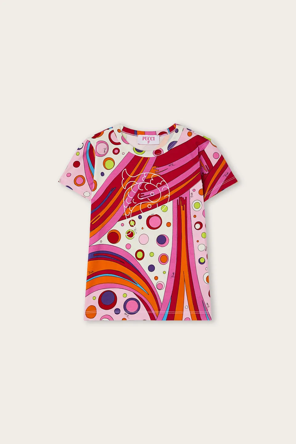 Emilio Pucci Junior T-Shirt Jersey Fontane Multicolore