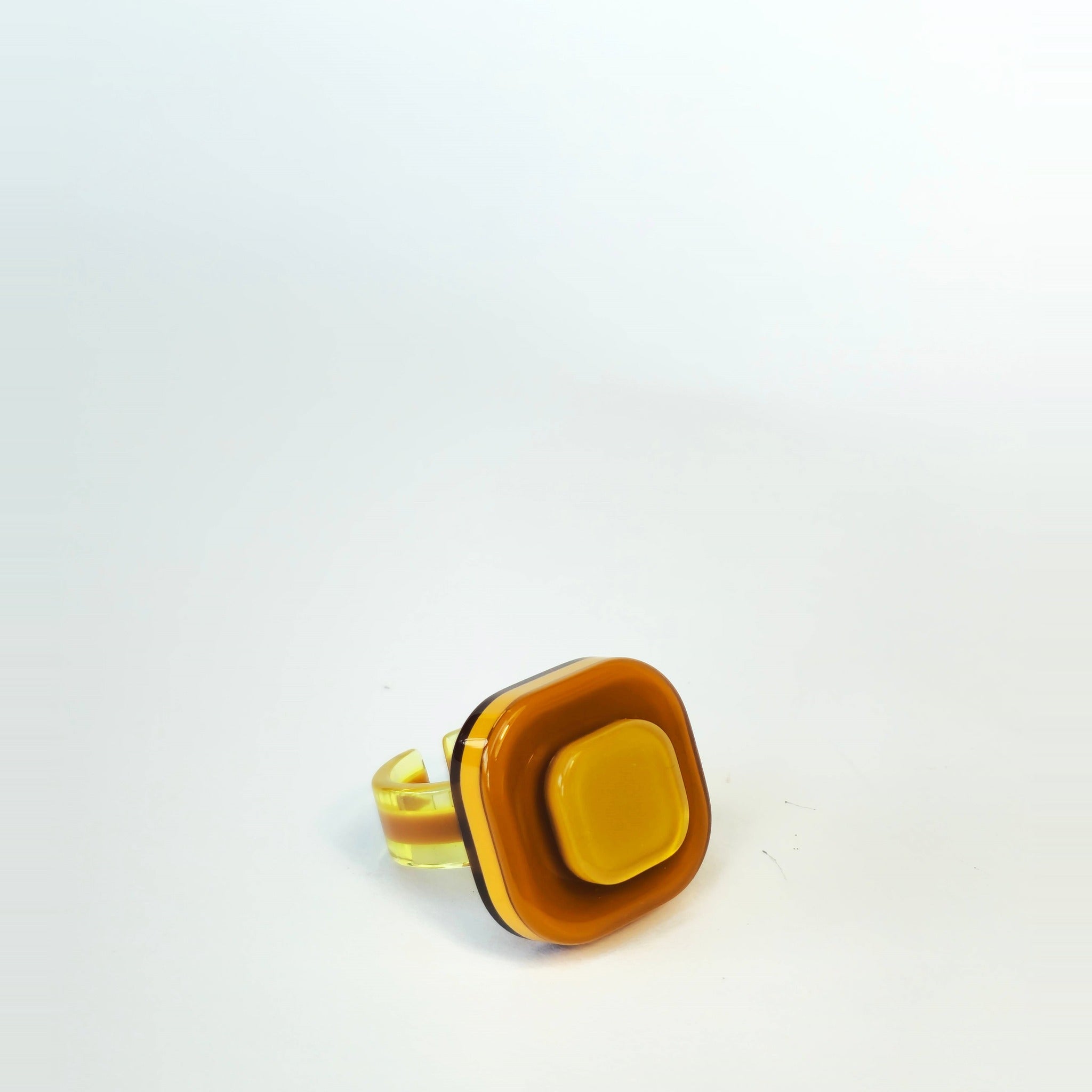 Xavier Derome BG-01 bague ambre jaune moutarde T57