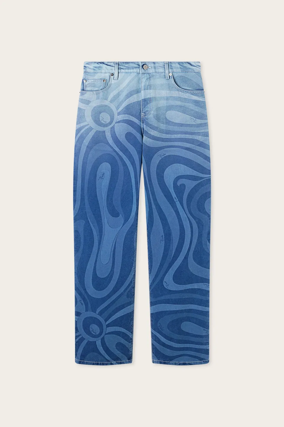 Emilio Pucci Marmo Denim stampa Marmo pantalon bleu clair