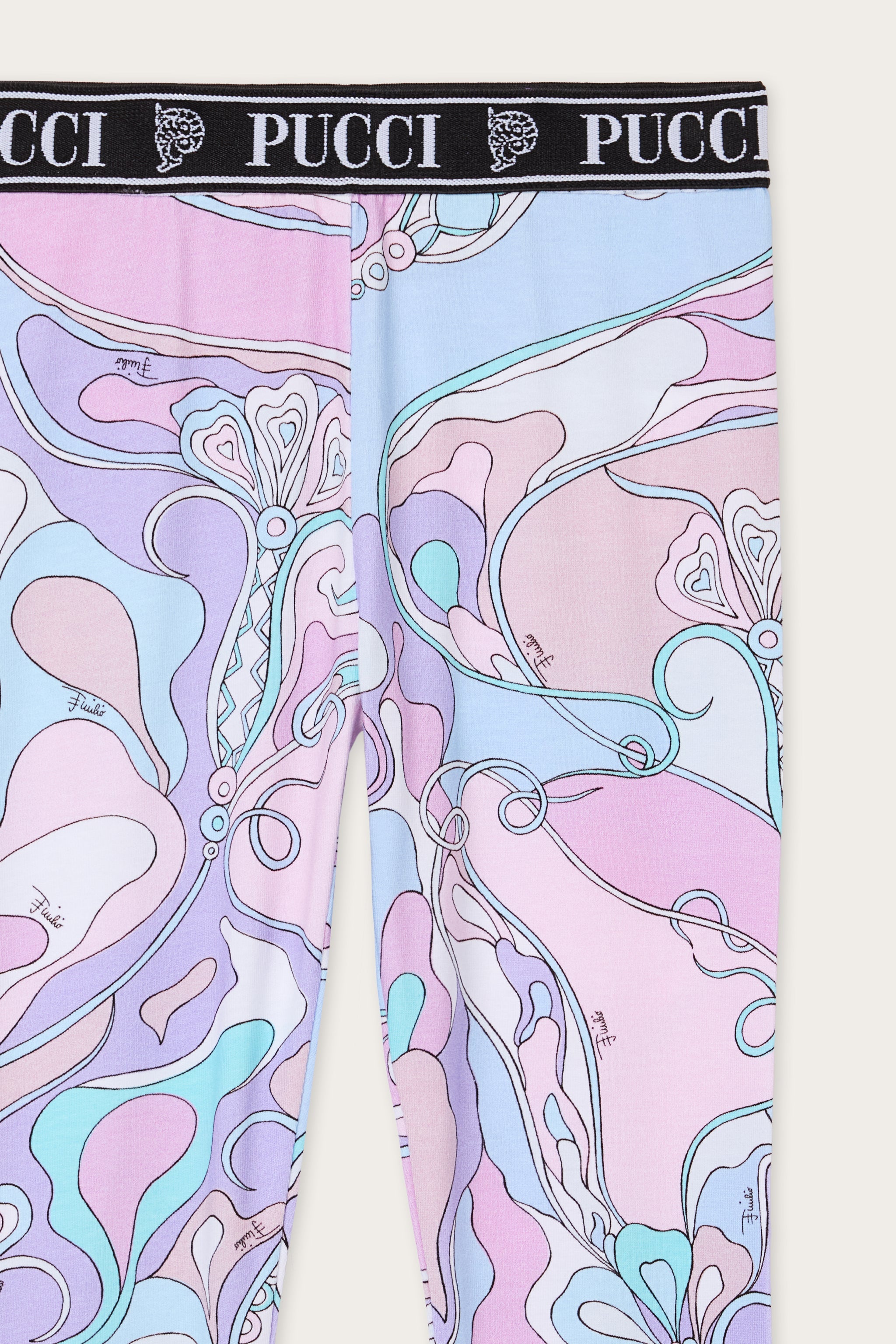 Emilio Pucci Orchidee leggings fille rose bleu coton